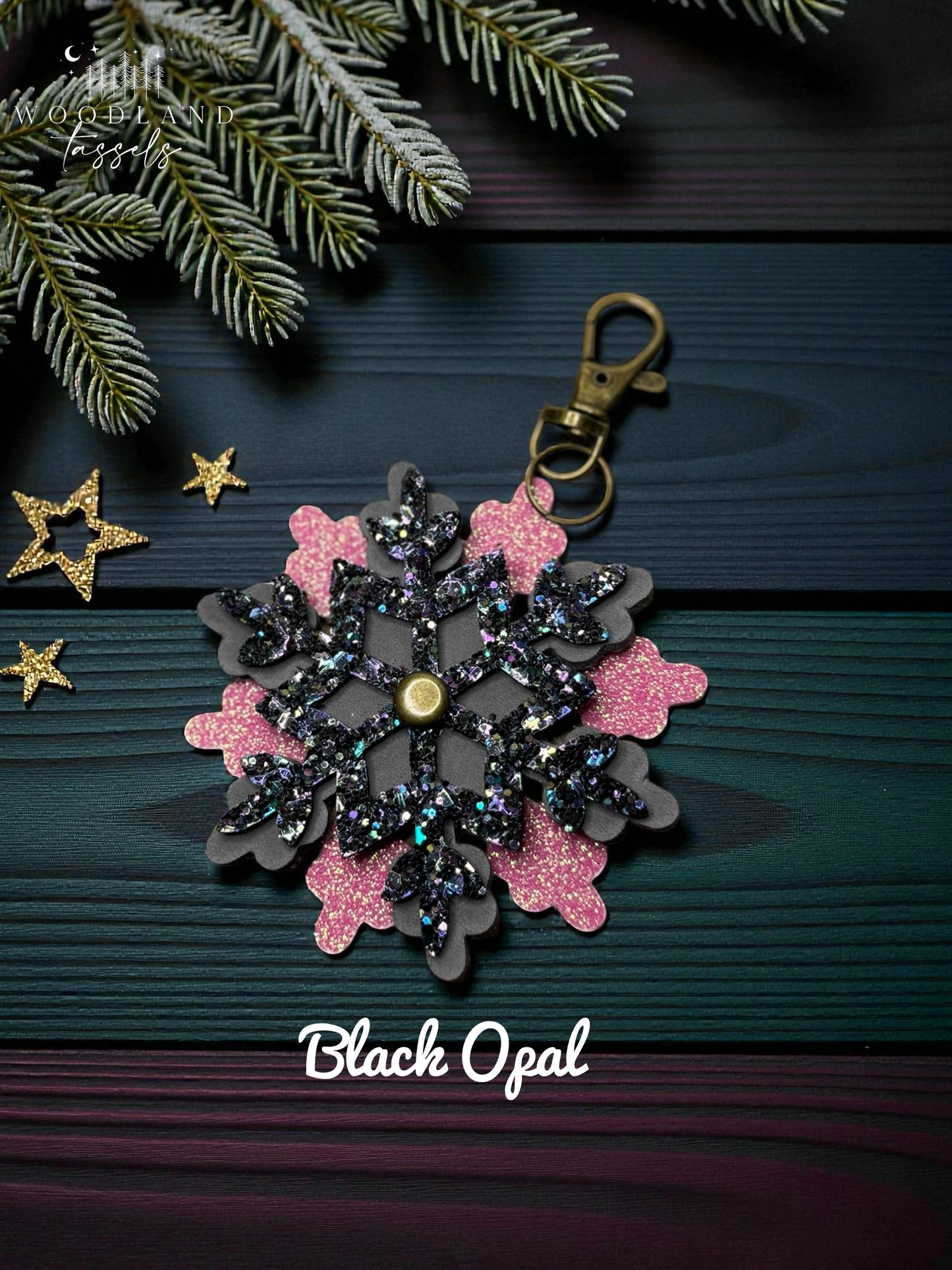 Snowflake Leather Purse Charm
