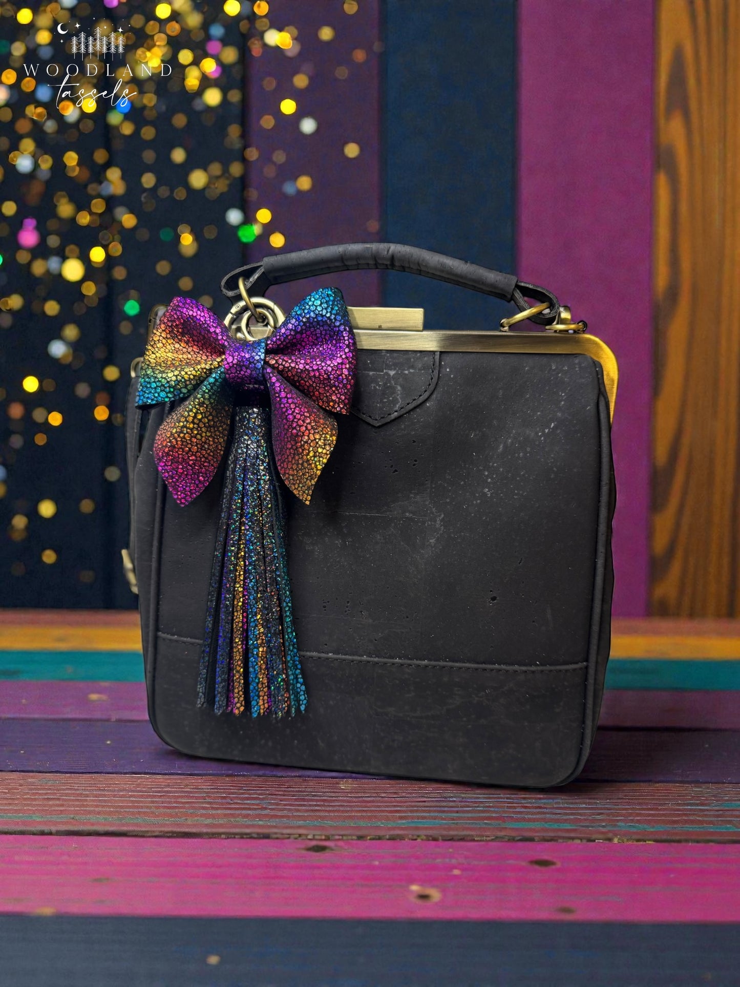 Silver Sparkle Leather Purse Bow