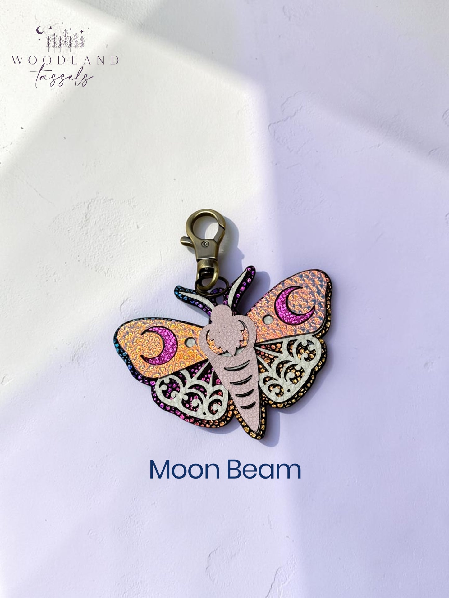 Luna Moth Leather Bag Charm