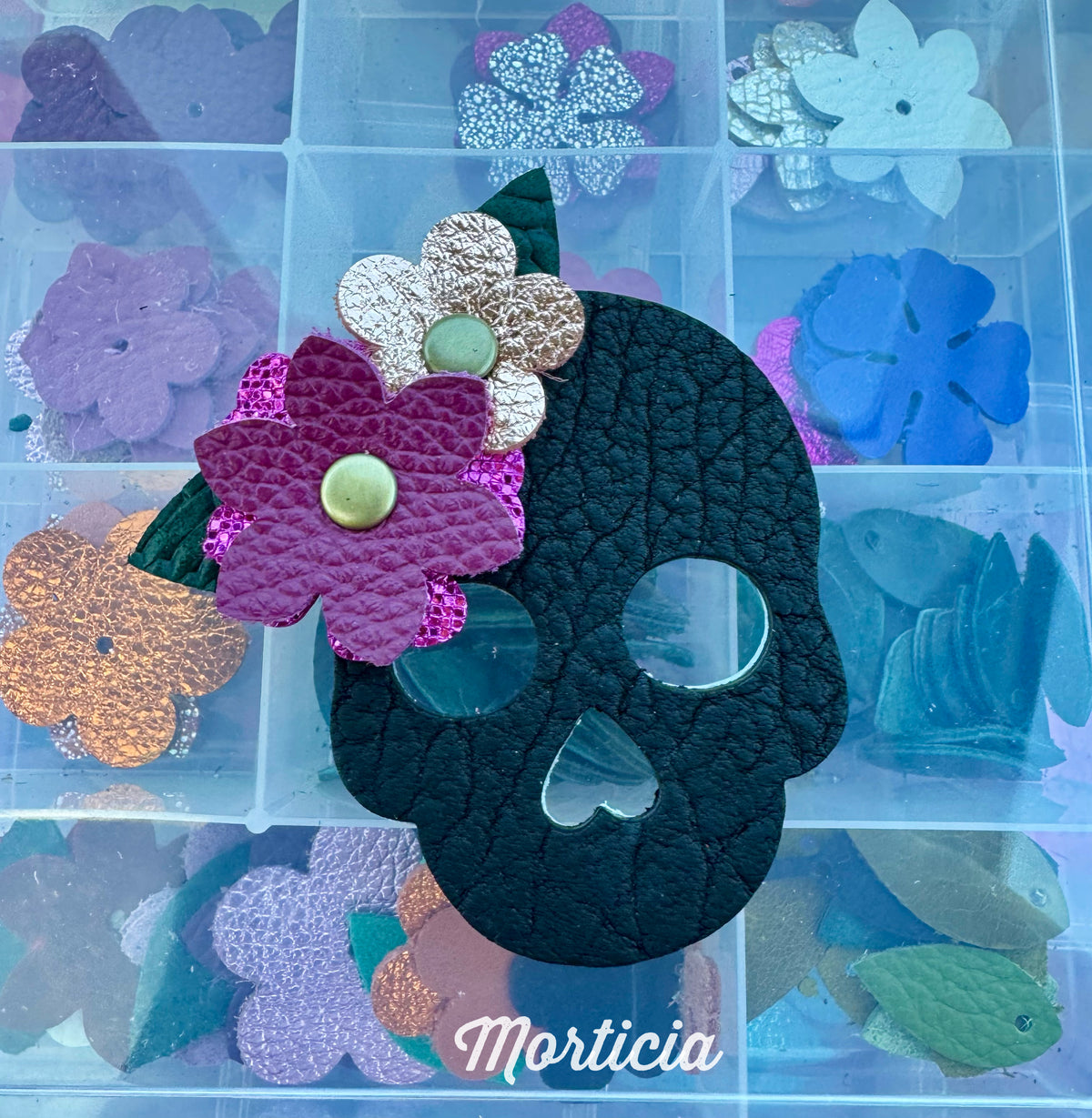Leather Sugar Skull Bag Charm - Customize and Personalize!