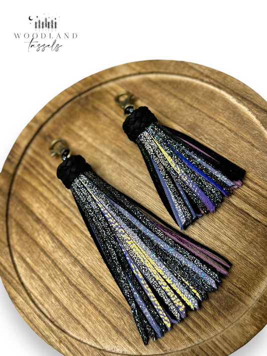 Black Pearl Leather Tassel