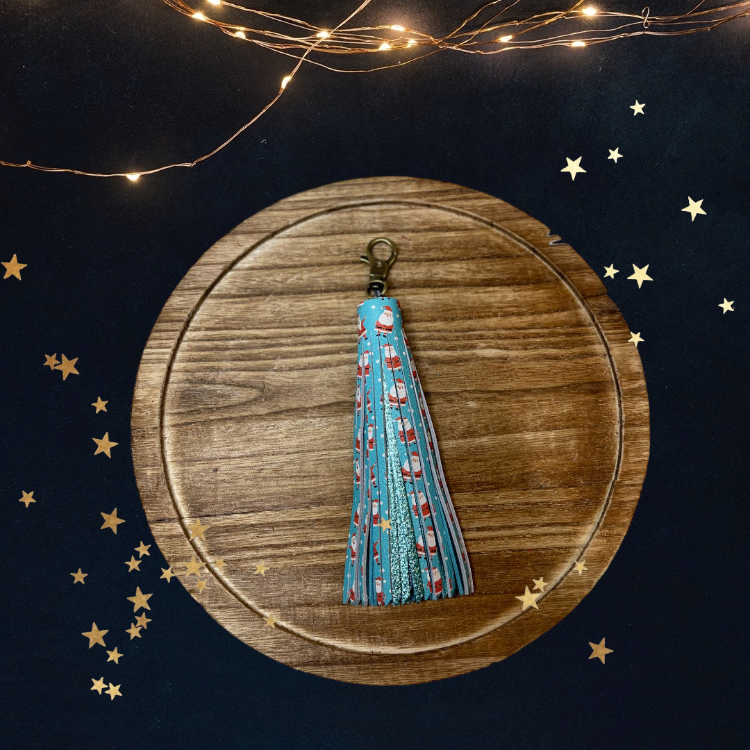 Santa on Ice Leather Tassel Woodland Tassels