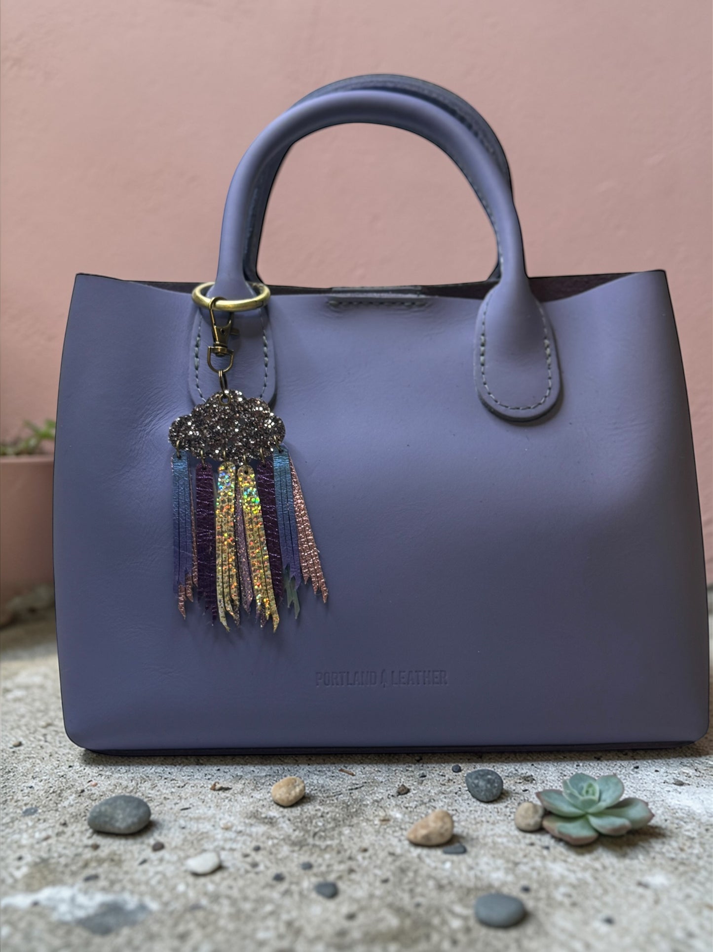 Cloudburst Rainstorm Leather Purse Charm