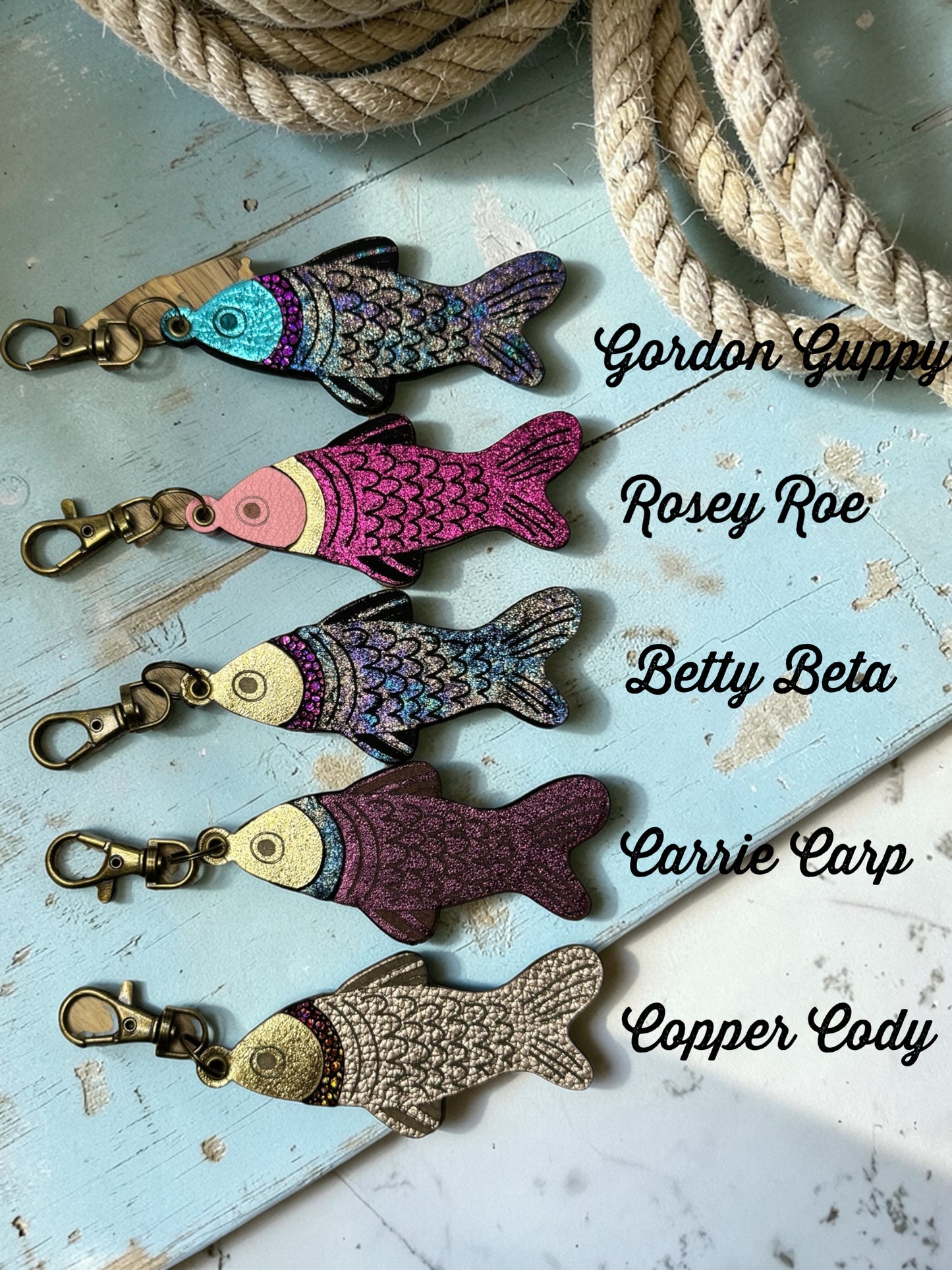 Fancy Fish Leather Bag Charm