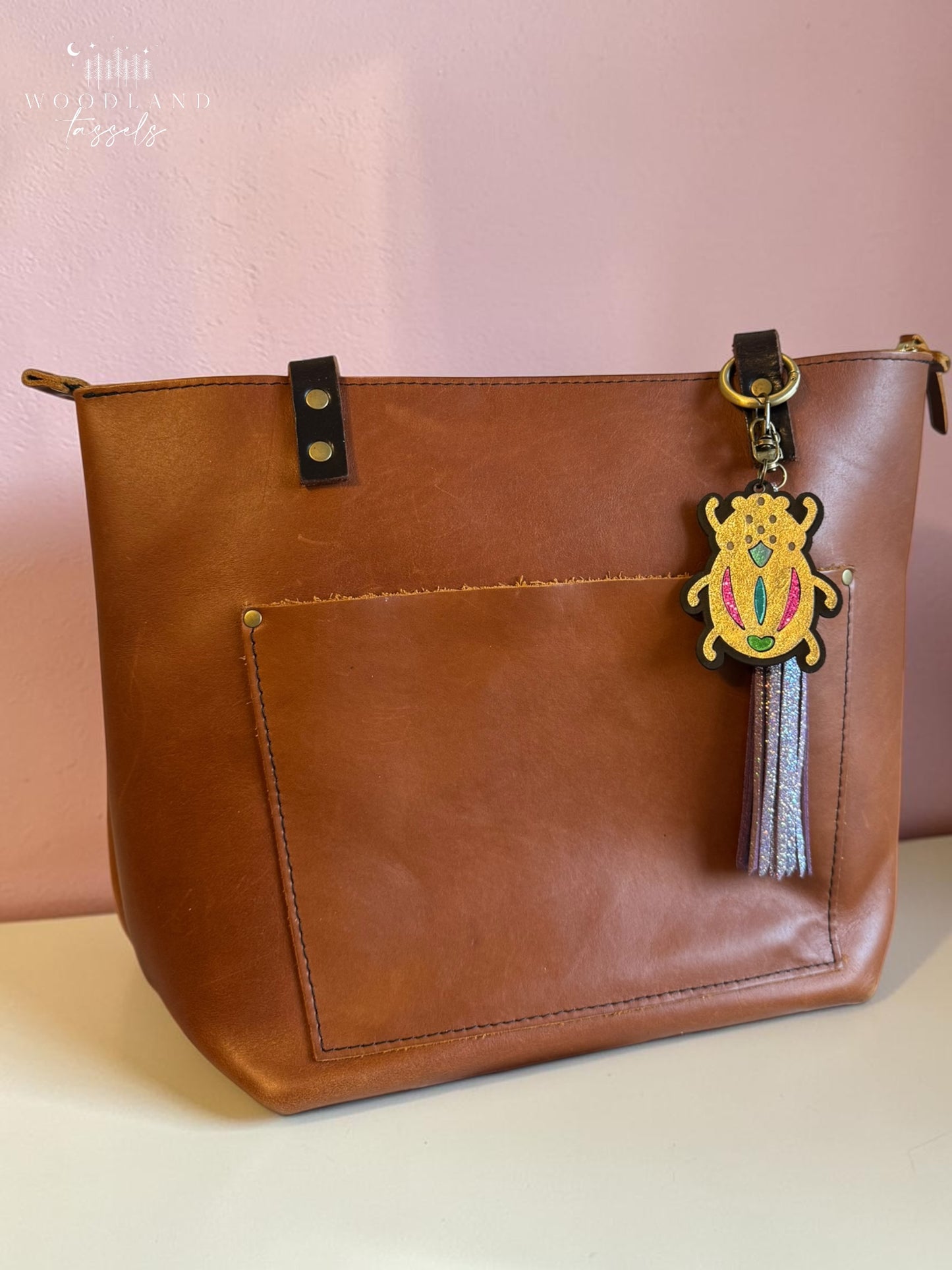 Beetle Leather Bag Charm