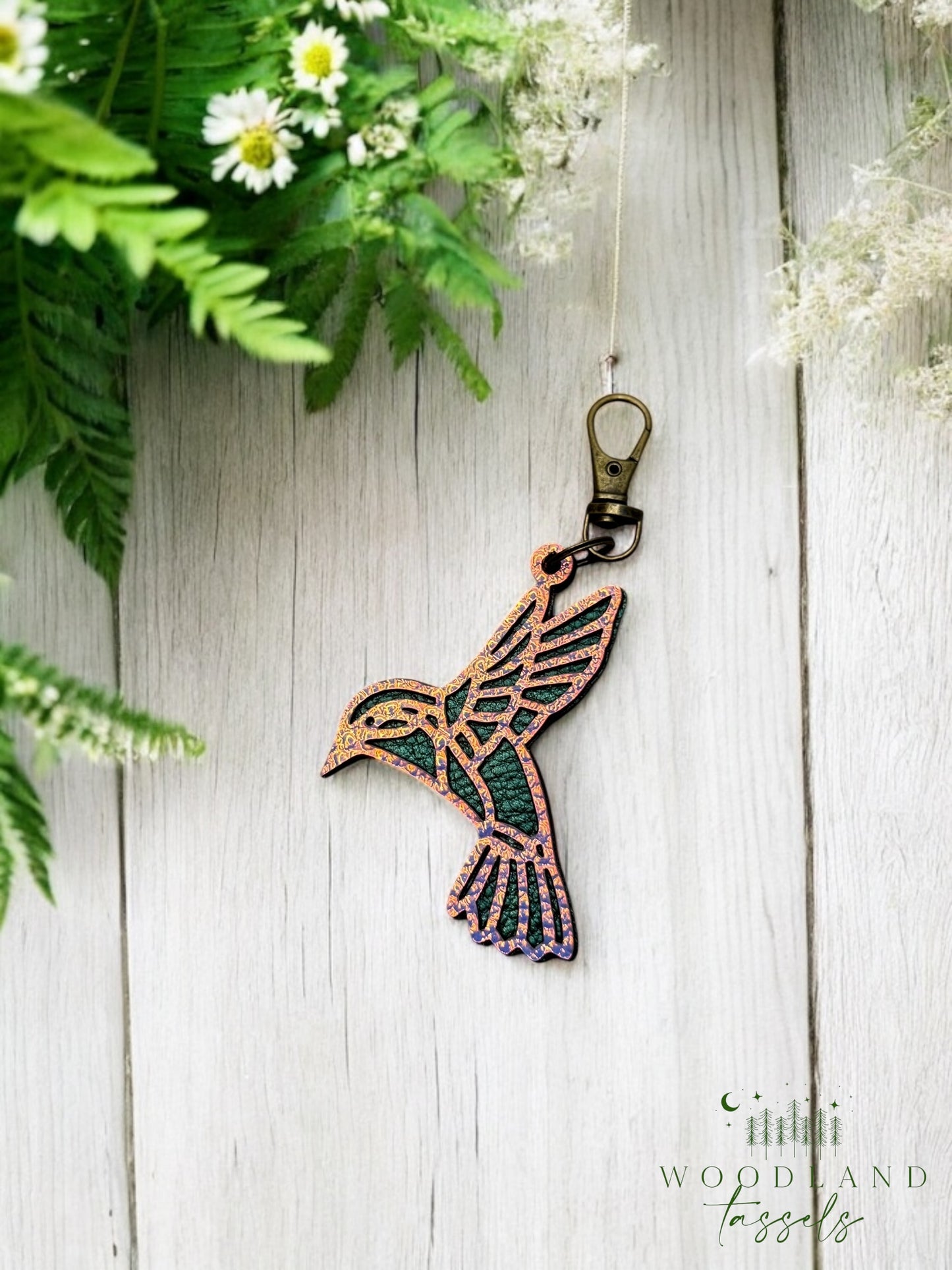 Hummingbird Leather Purse Charm