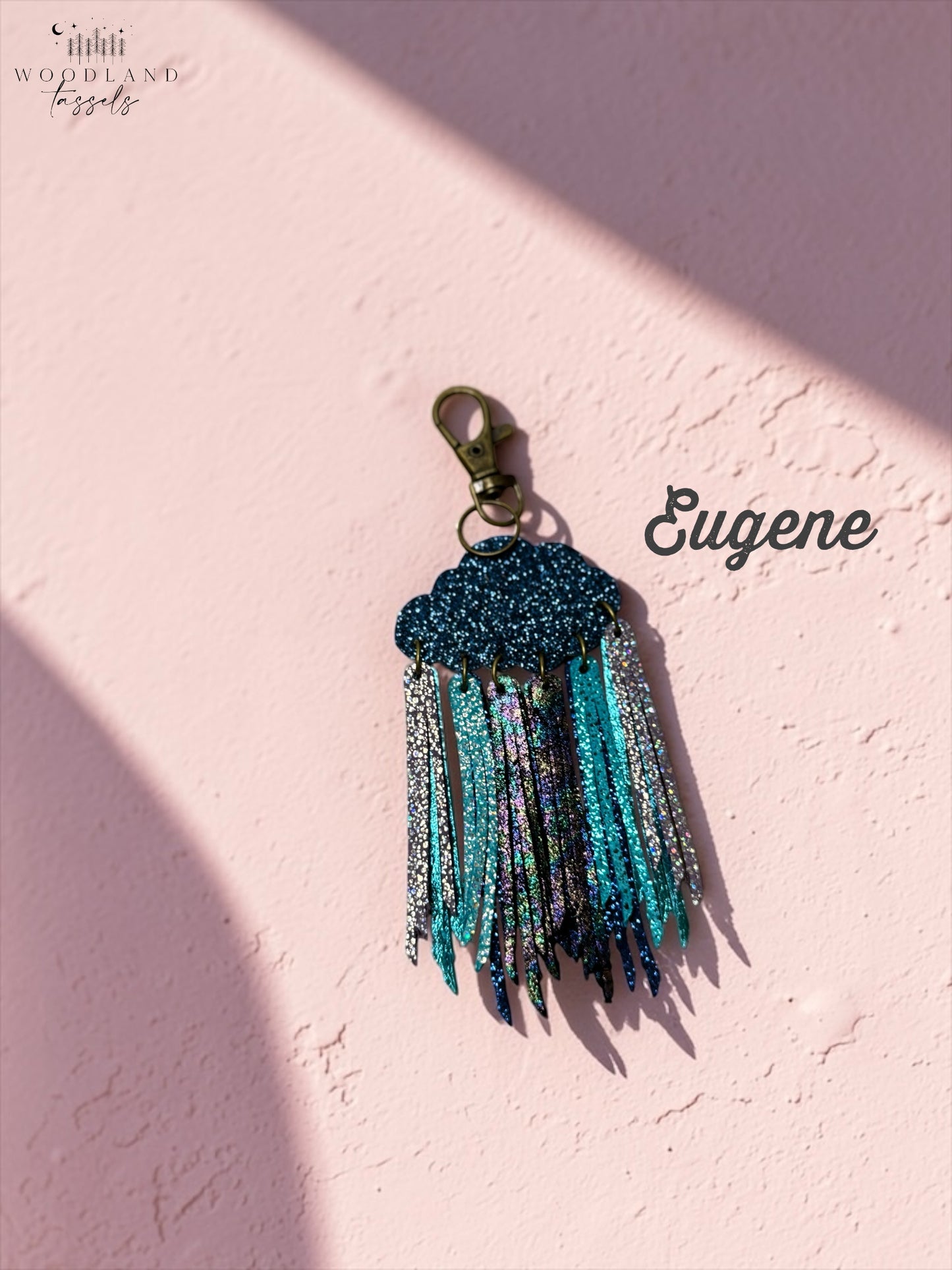 Cloudburst Rainstorm Leather Purse Charm