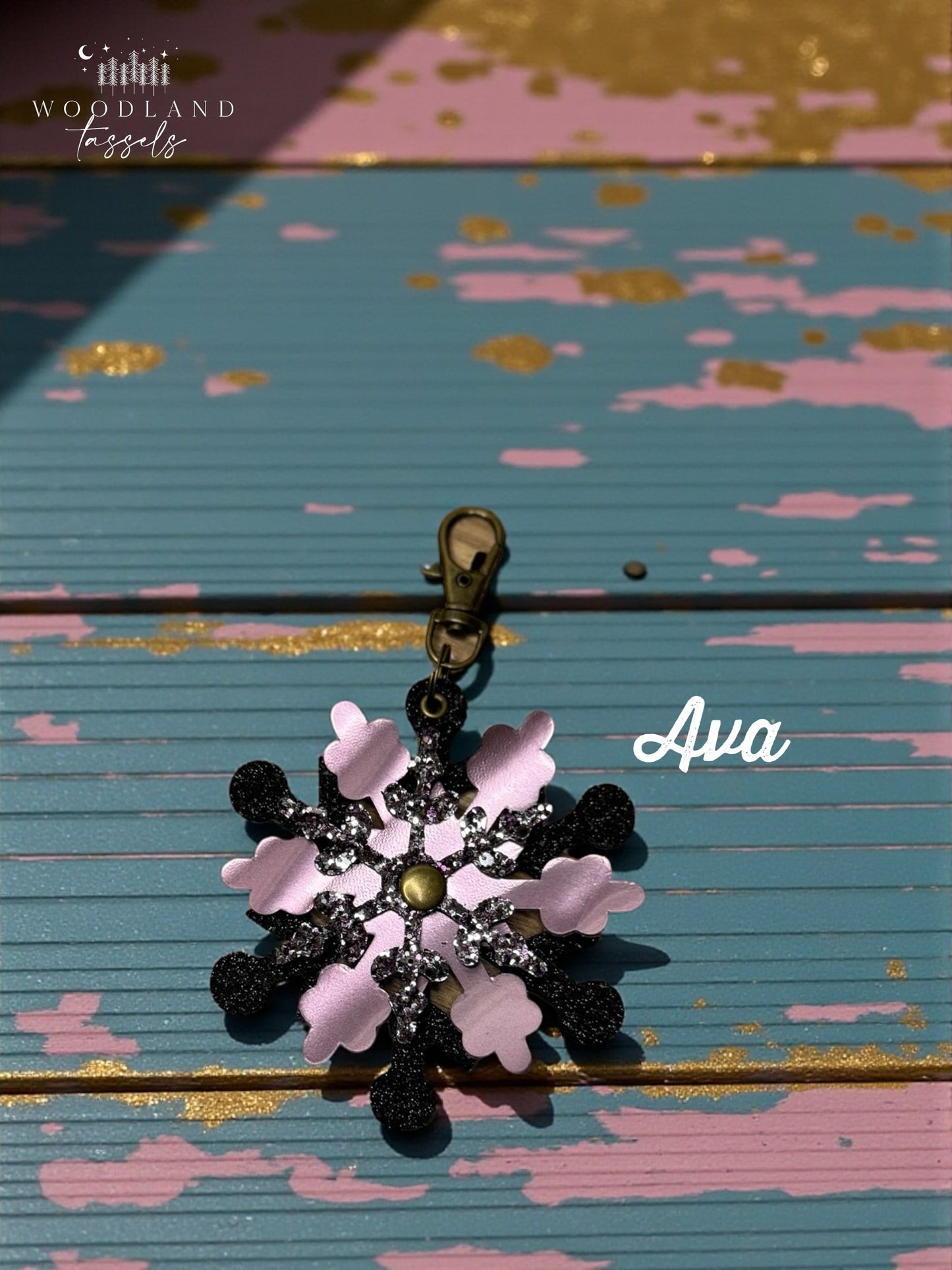 Snowflake Leather Bag Charm