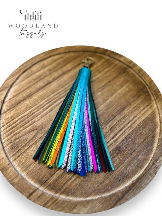 Topaz Rainbow Leather Tassel