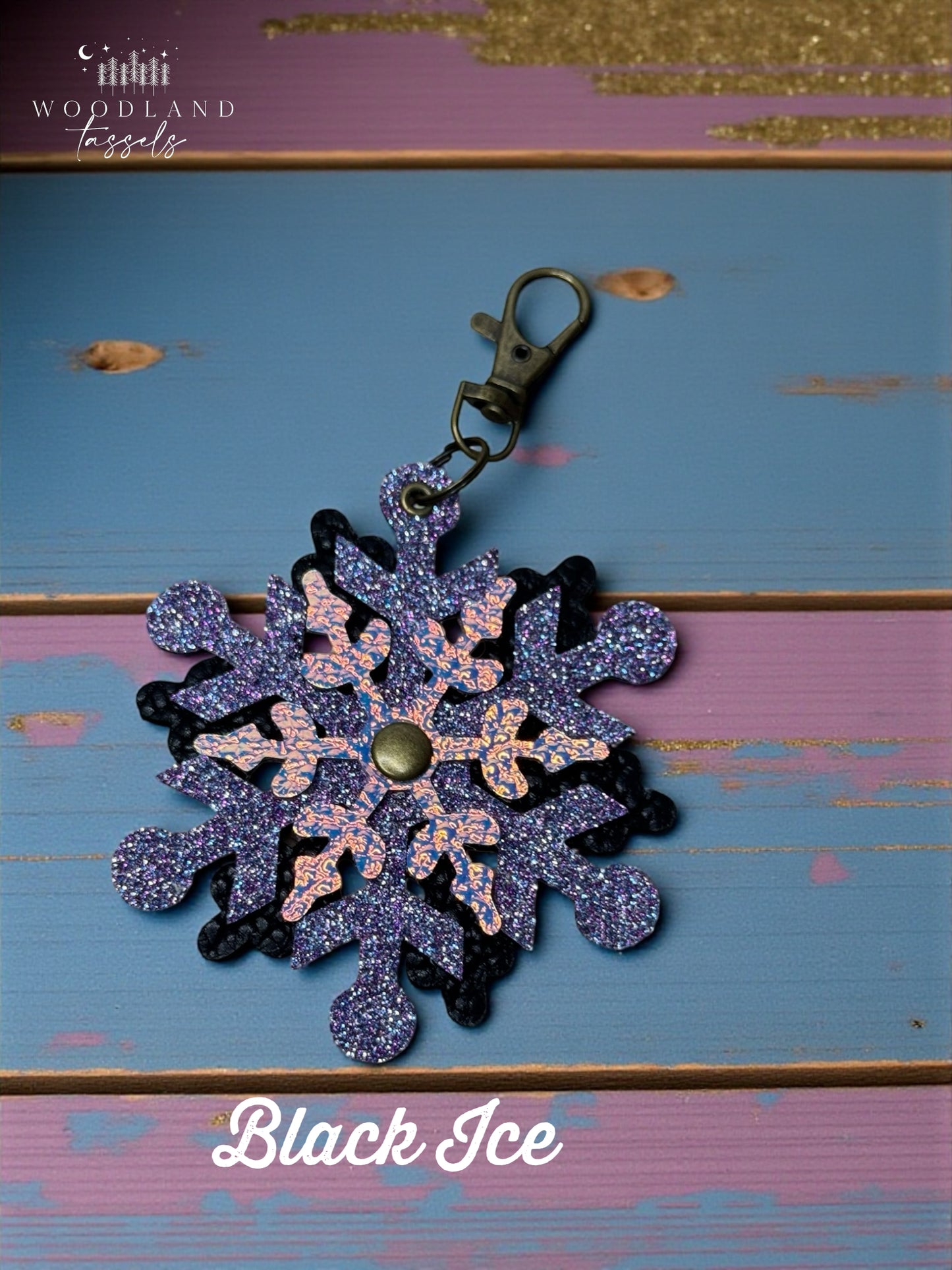 Snowflake Leather Bag Charm