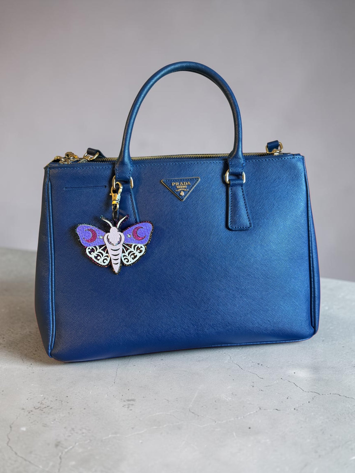 Luna Moth Leather Bag Charm