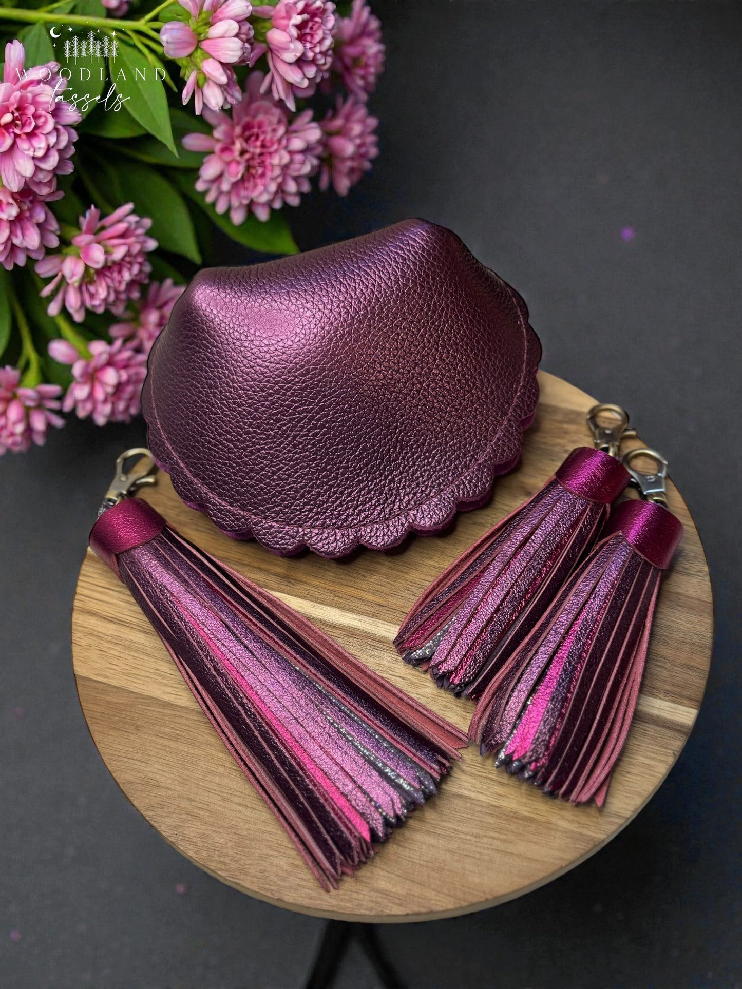 Ultra Violetta Collection-Leather Purse Bow and Tassels