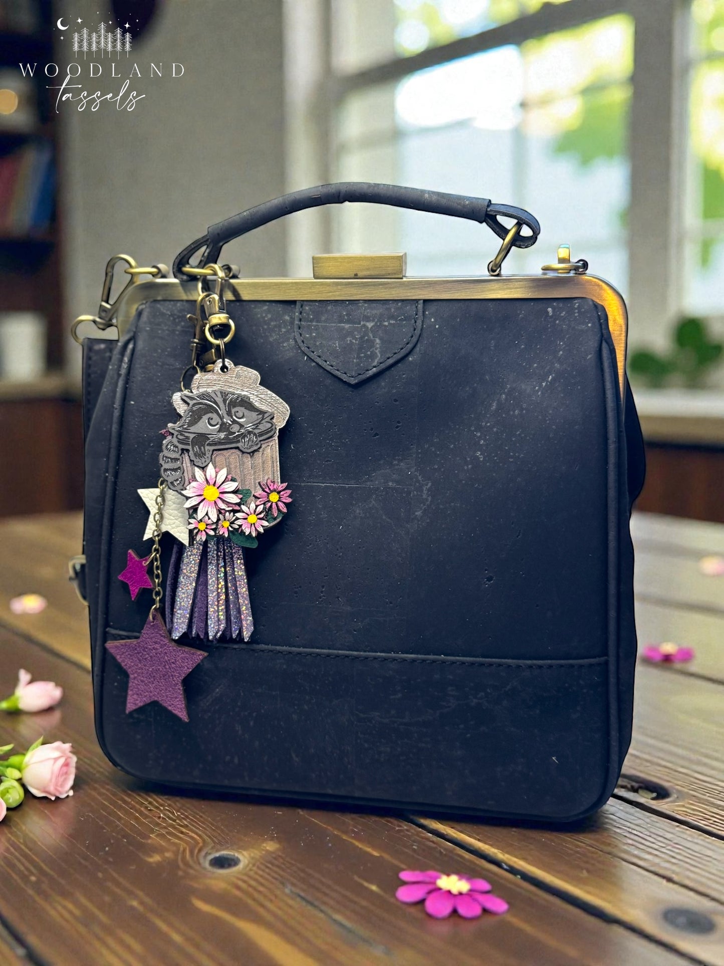 Classy Raccoon Leather Bag Charm