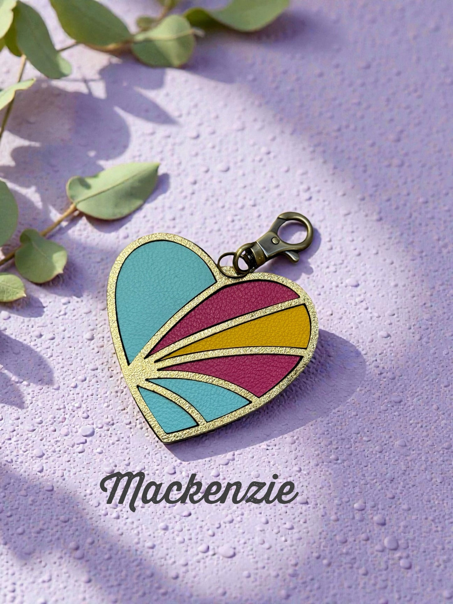 Mosaic Heart Leather Bag Charms