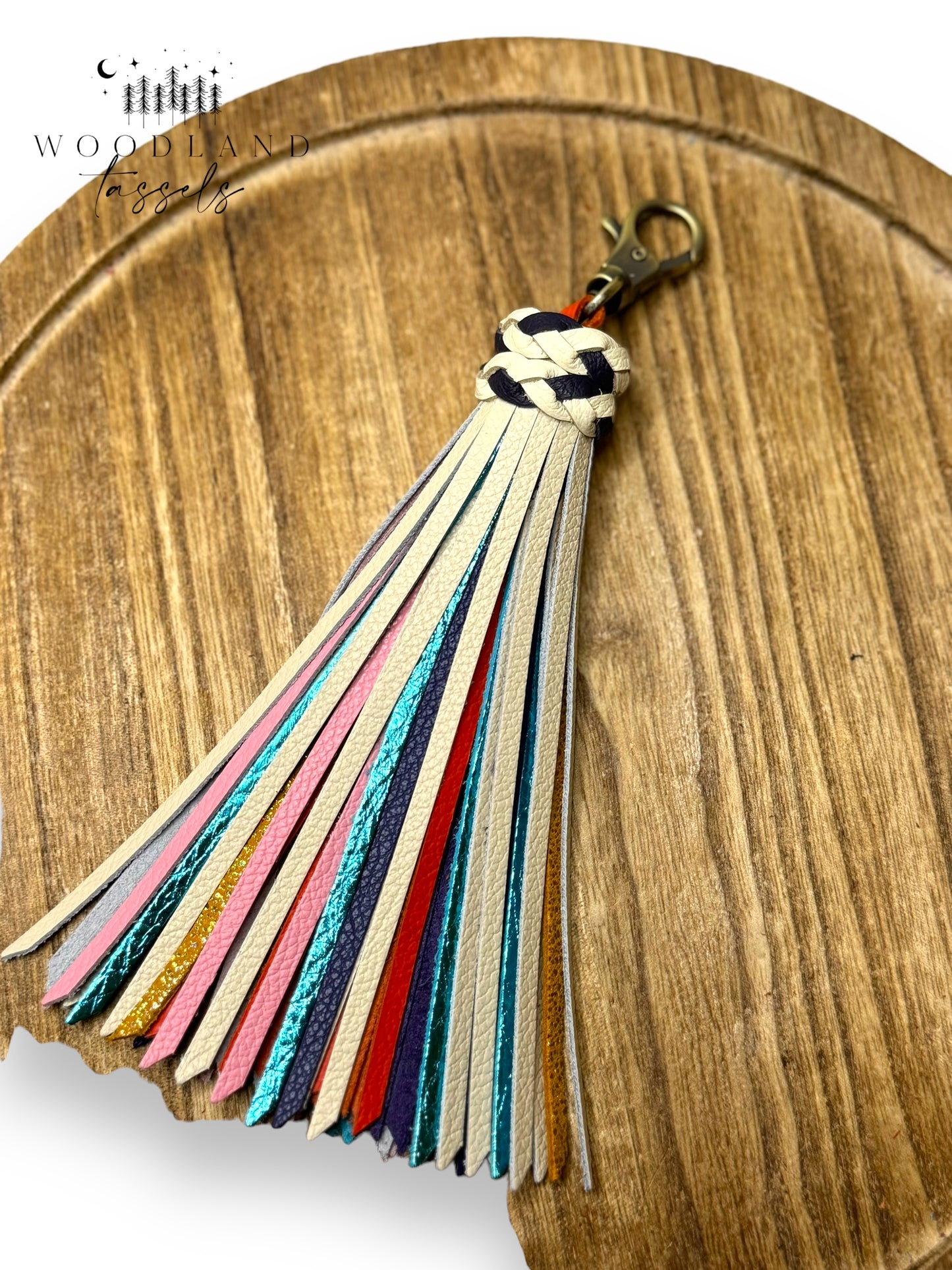 Bone Rainbow Leather Tassel