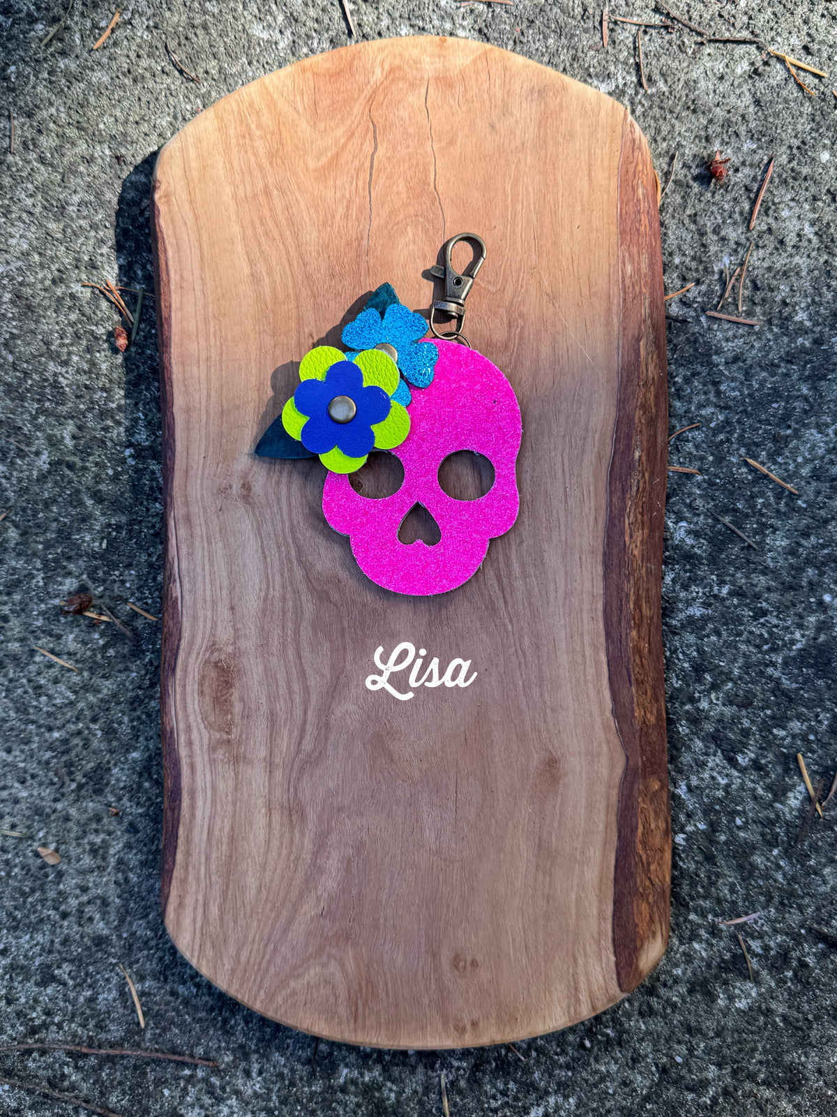 Leather Sugar Skull Bag Charm | Sparkle Skull
