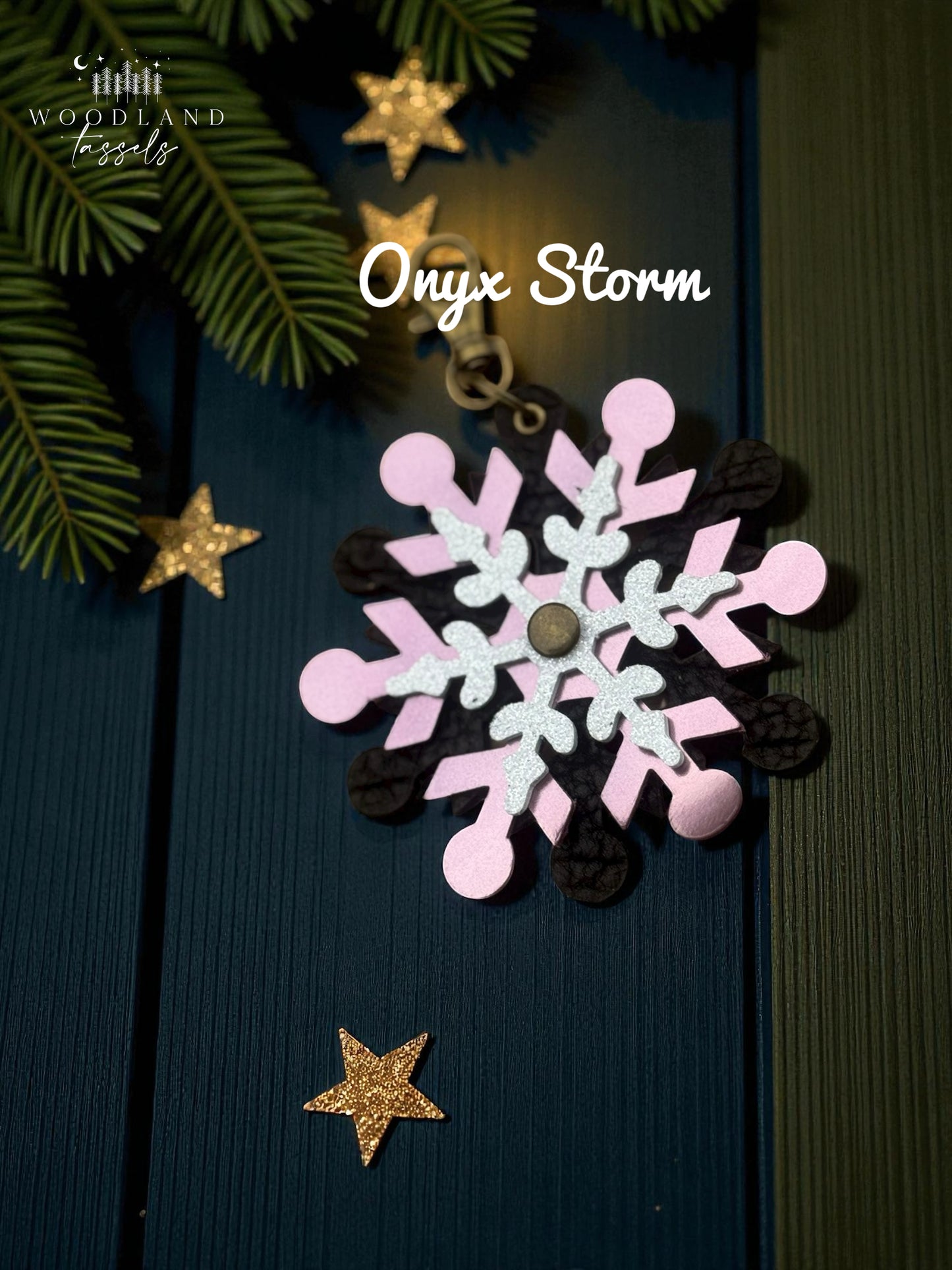 Snowflake Leather Purse Charm