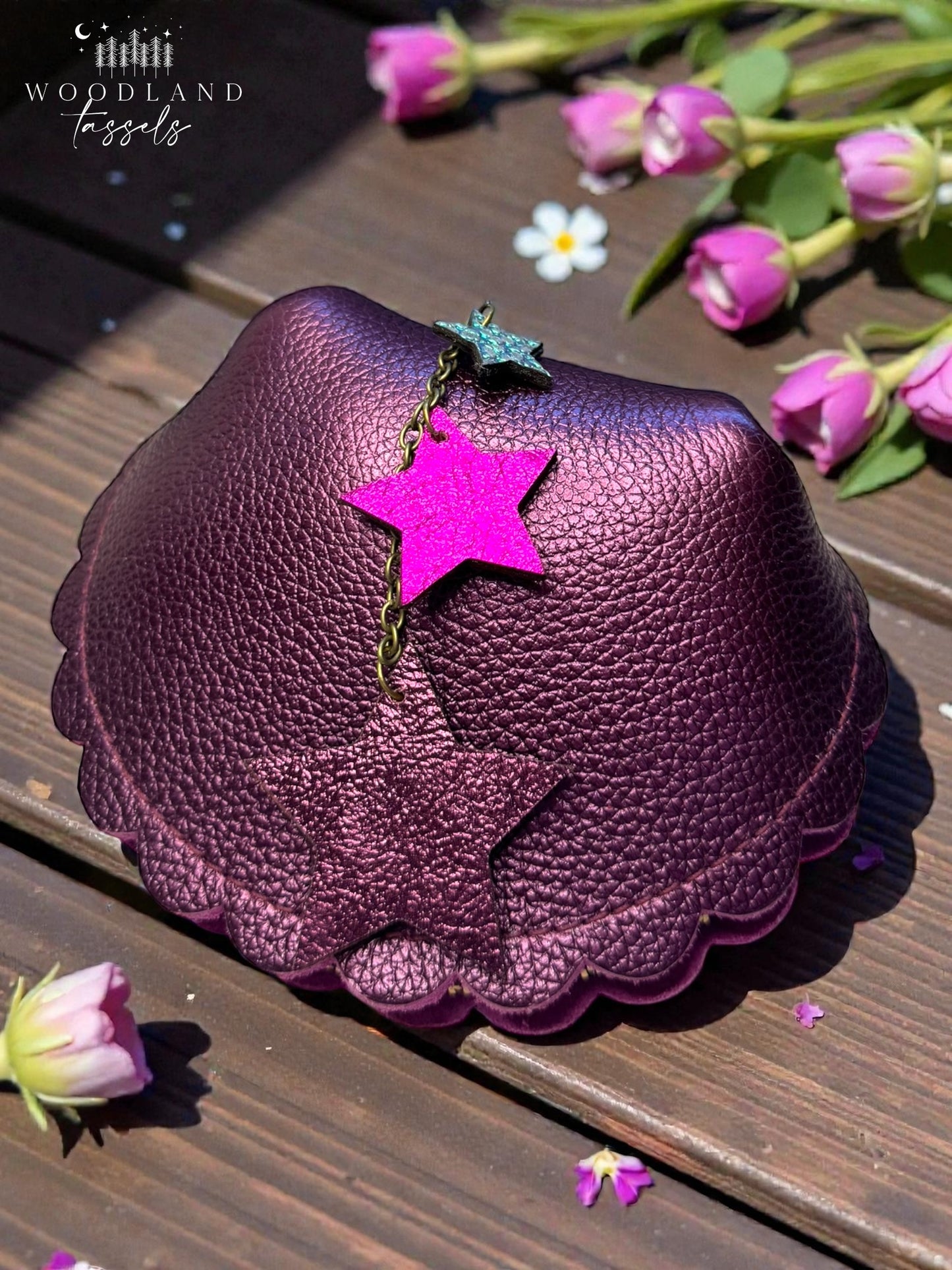 Falling Stars Leather Bag Charm