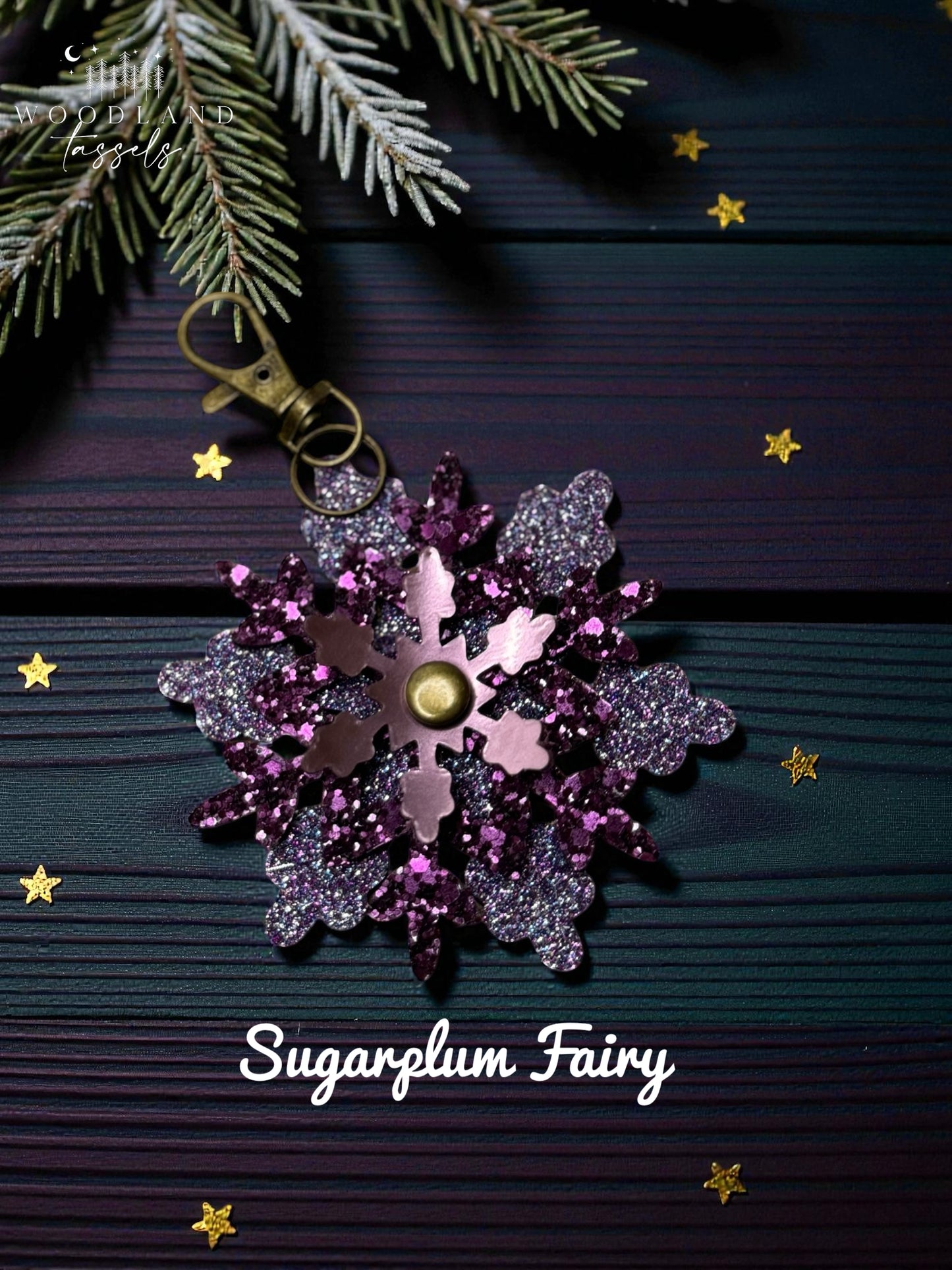 Snowflake Leather Purse Charm