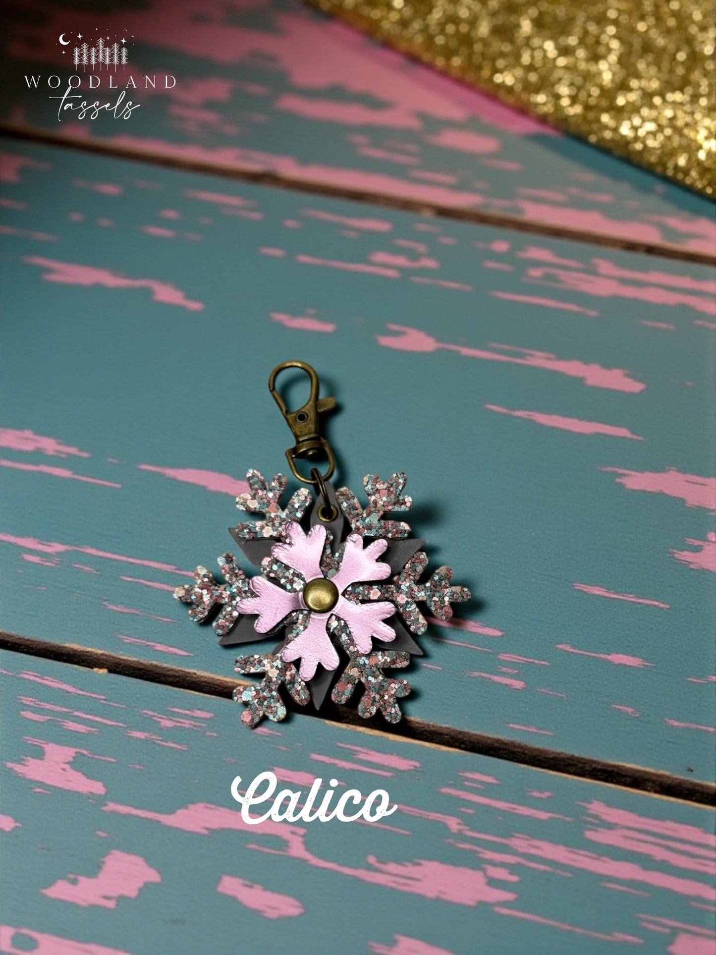 Snowflake Leather Bag Charm