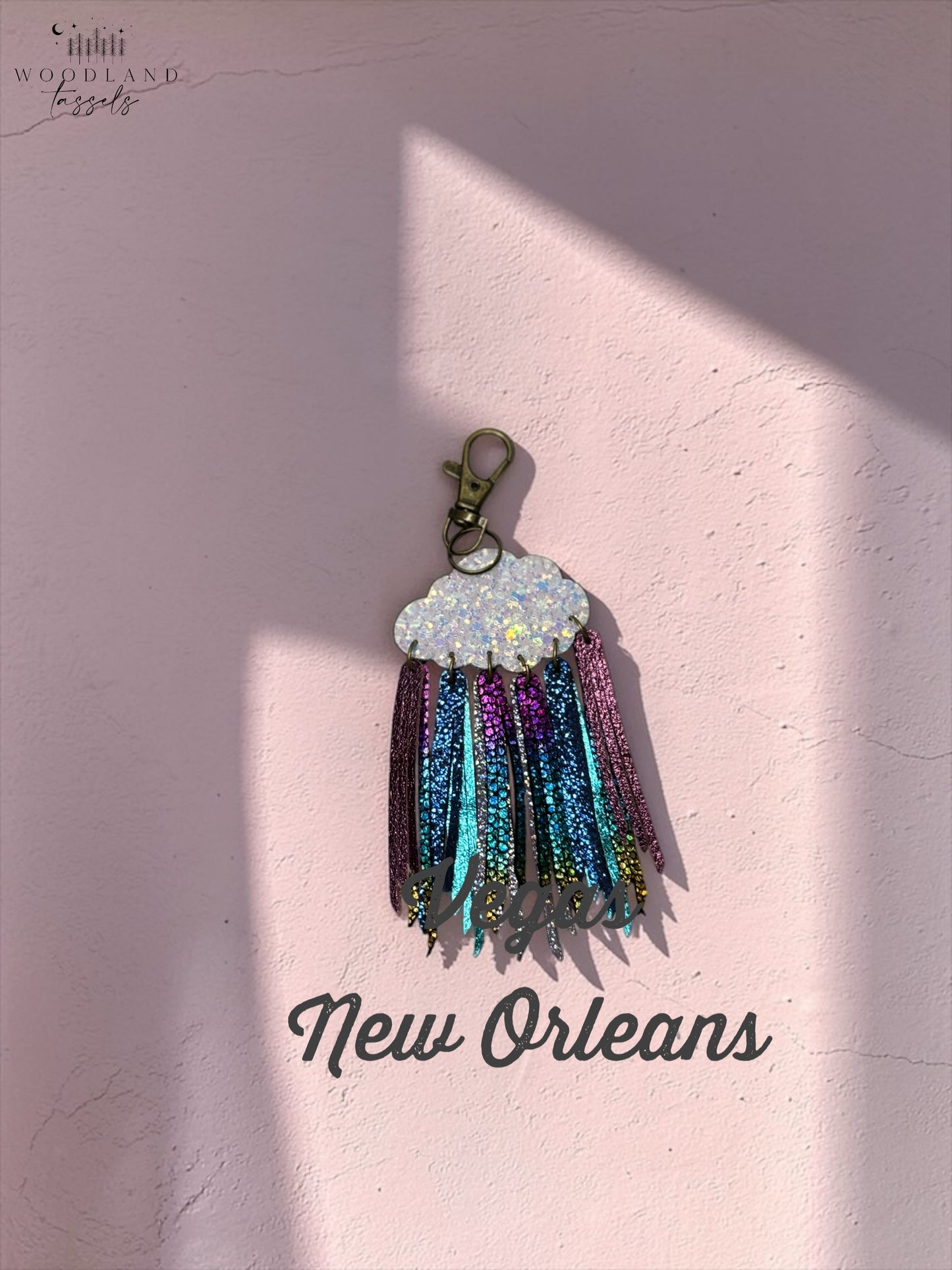 Cloudburst Rainstorm Leather Purse Charm