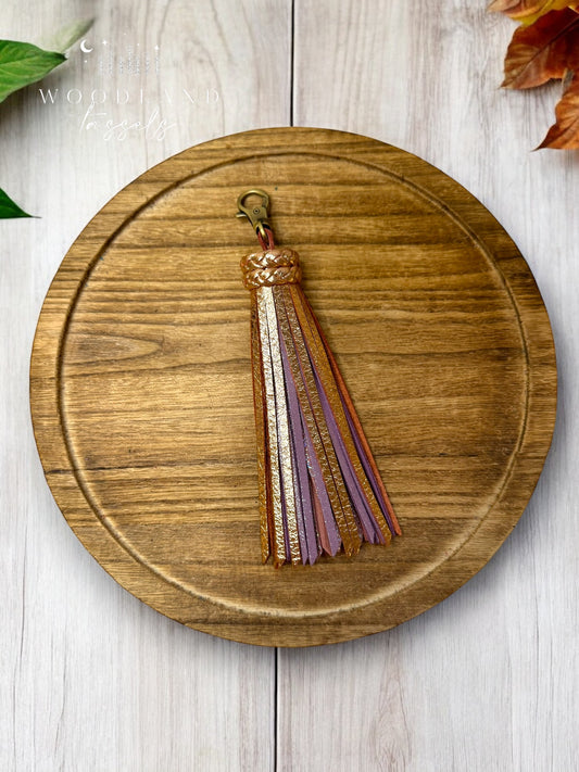 Copper and Lavendar Luxe Leather Tassel