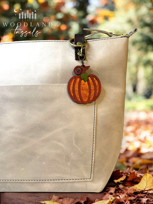 Pumpkin Leather Bag Charm