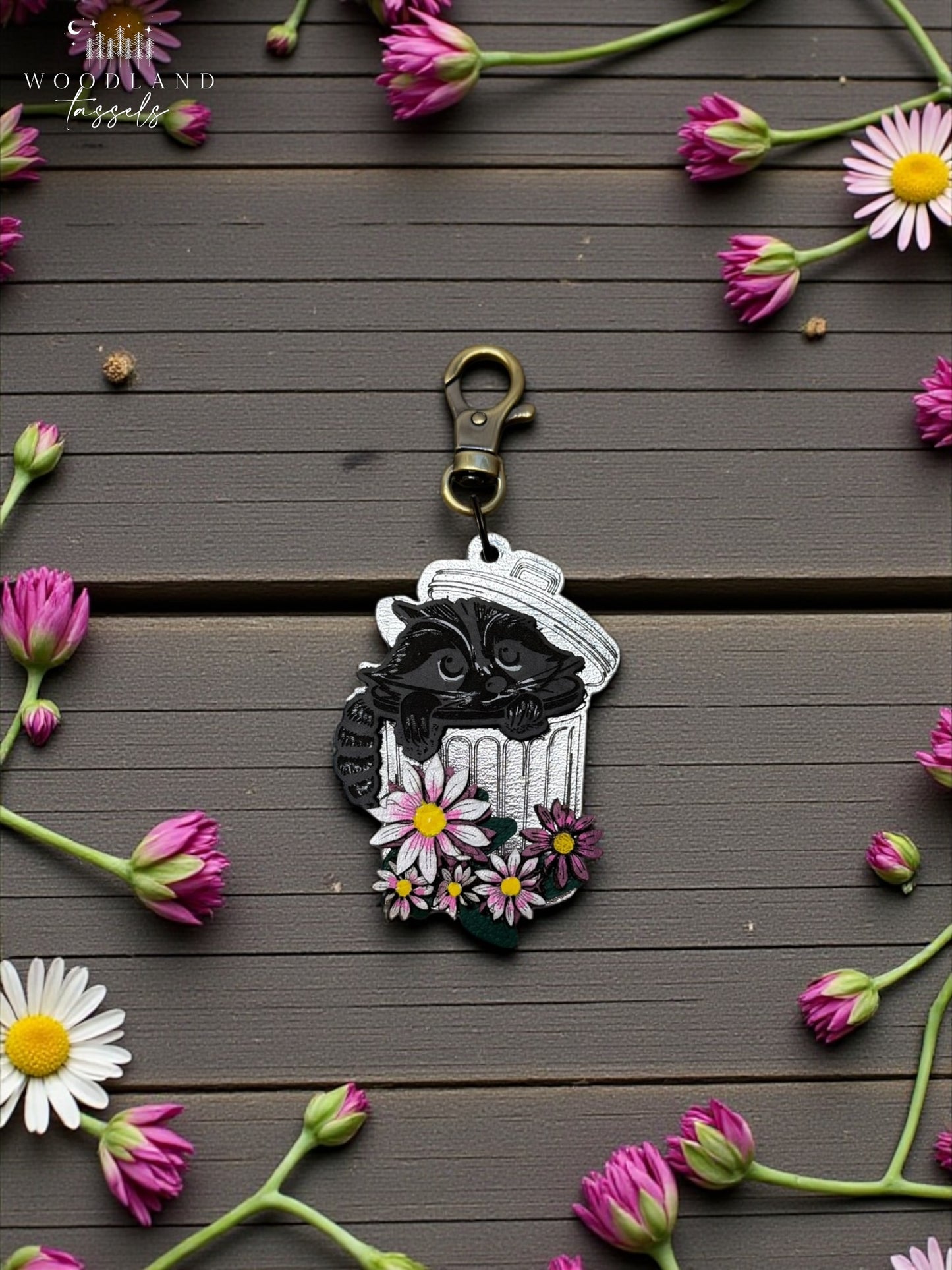 Classy Raccoon Leather Bag Charm