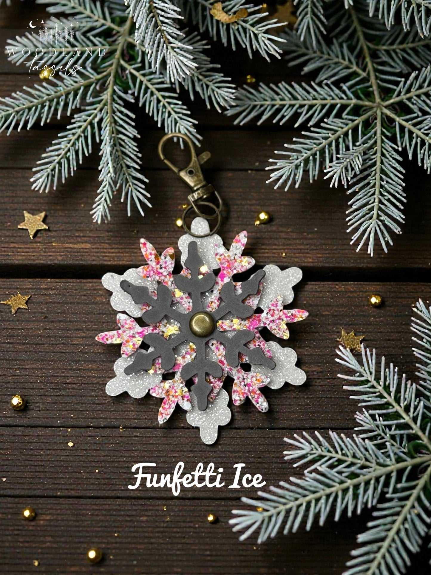 Snowflake Leather Purse Charm