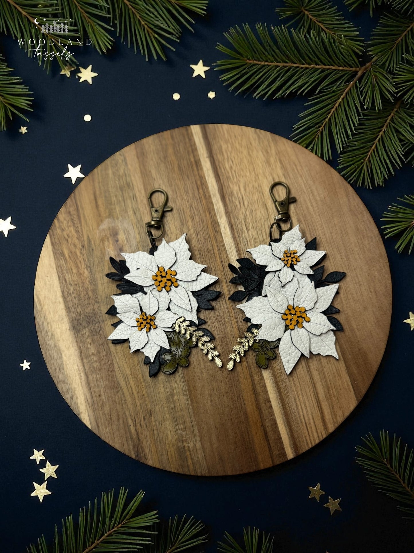 Poinsettia Leather Purse Charms