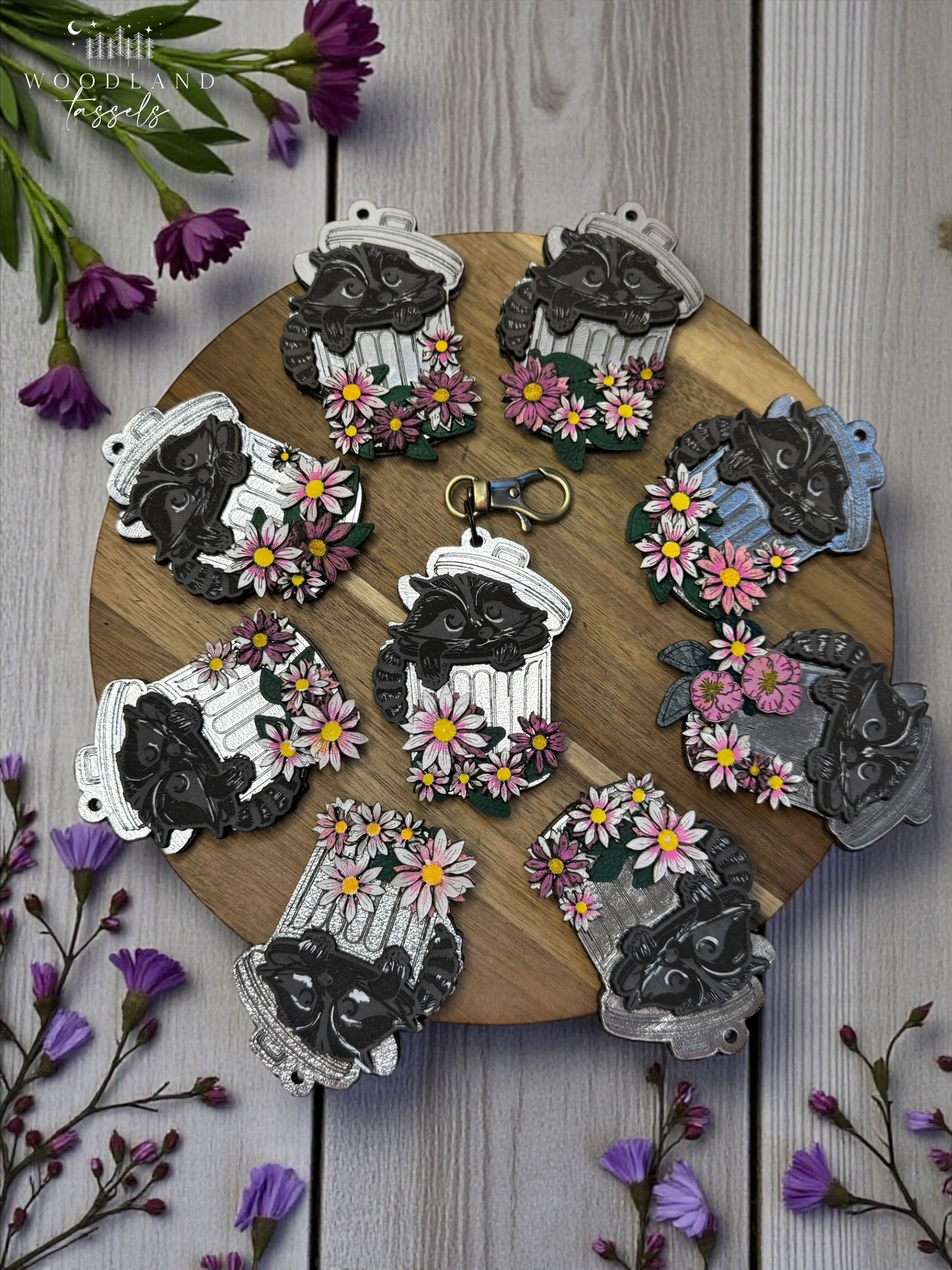 Classy Raccoon Leather Bag Charm