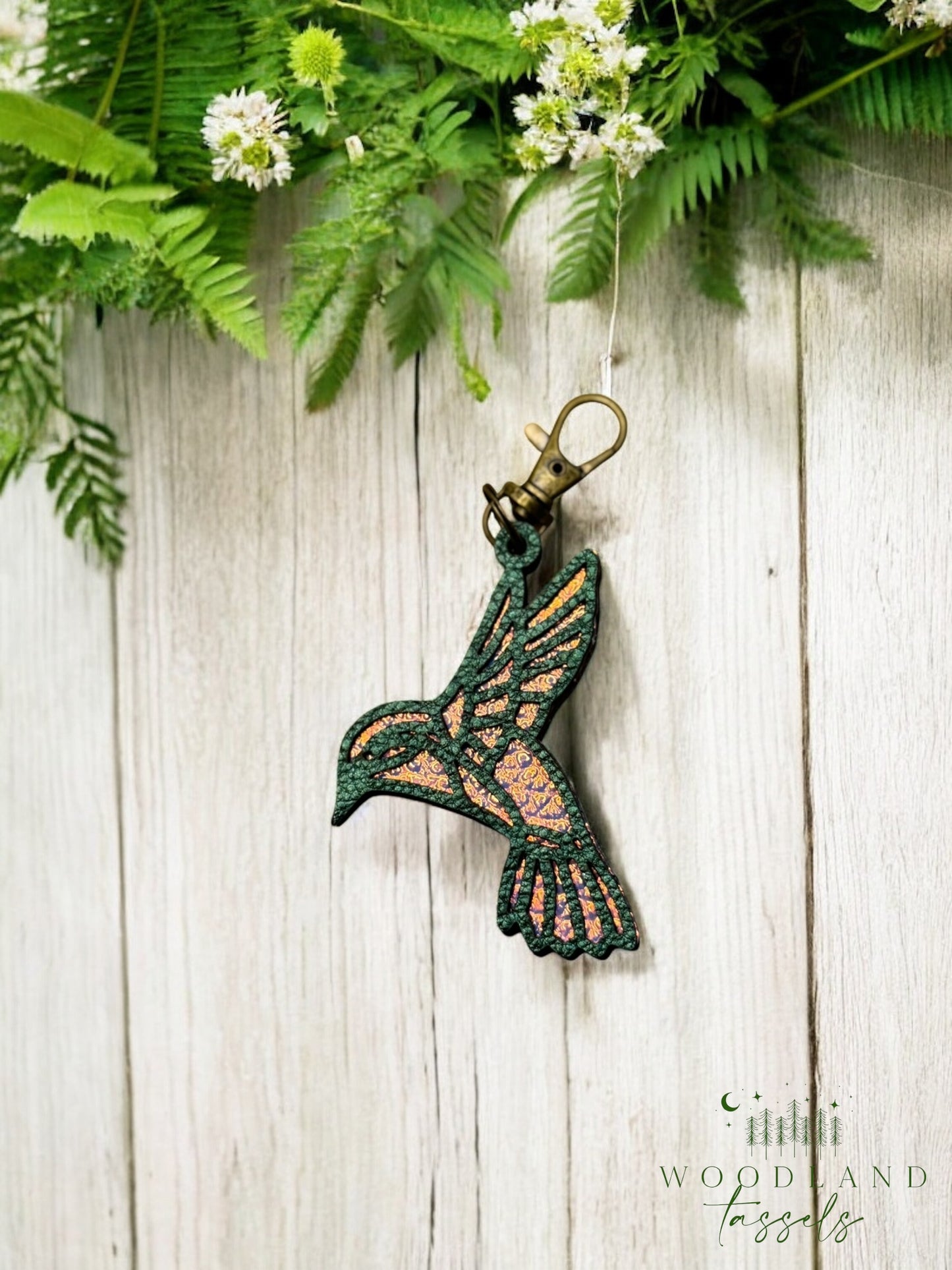 Hummingbird Leather Purse Charm