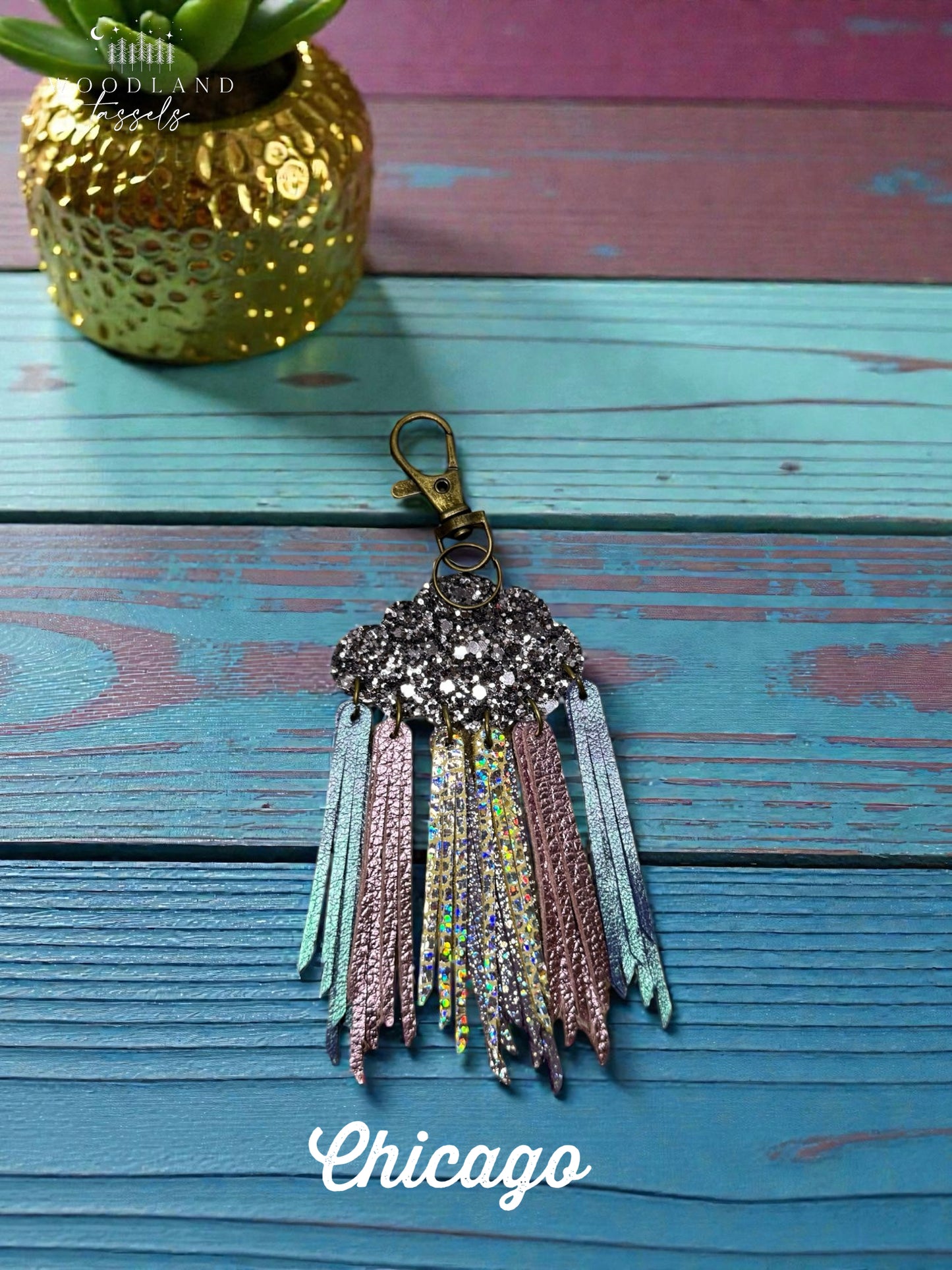 Cloudburst Leather Purse Charm