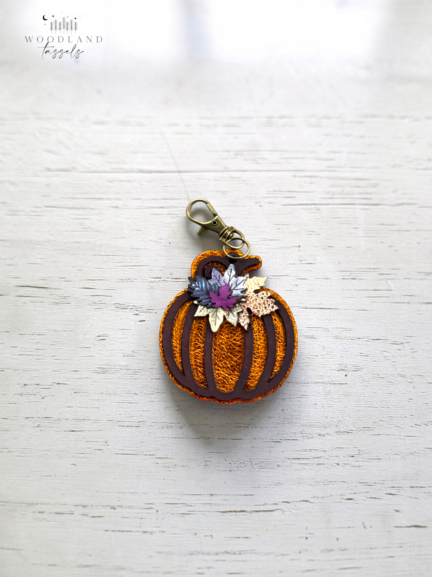 Autumn Pumpkin Leather Bag Charm