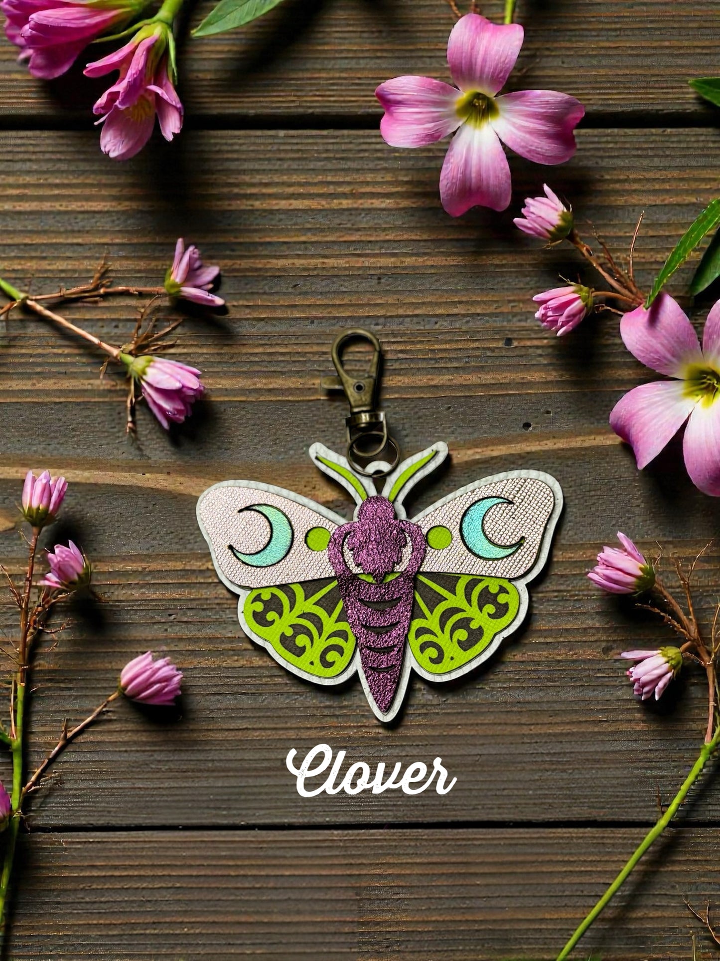 Luna Moth Leather Bag Charm