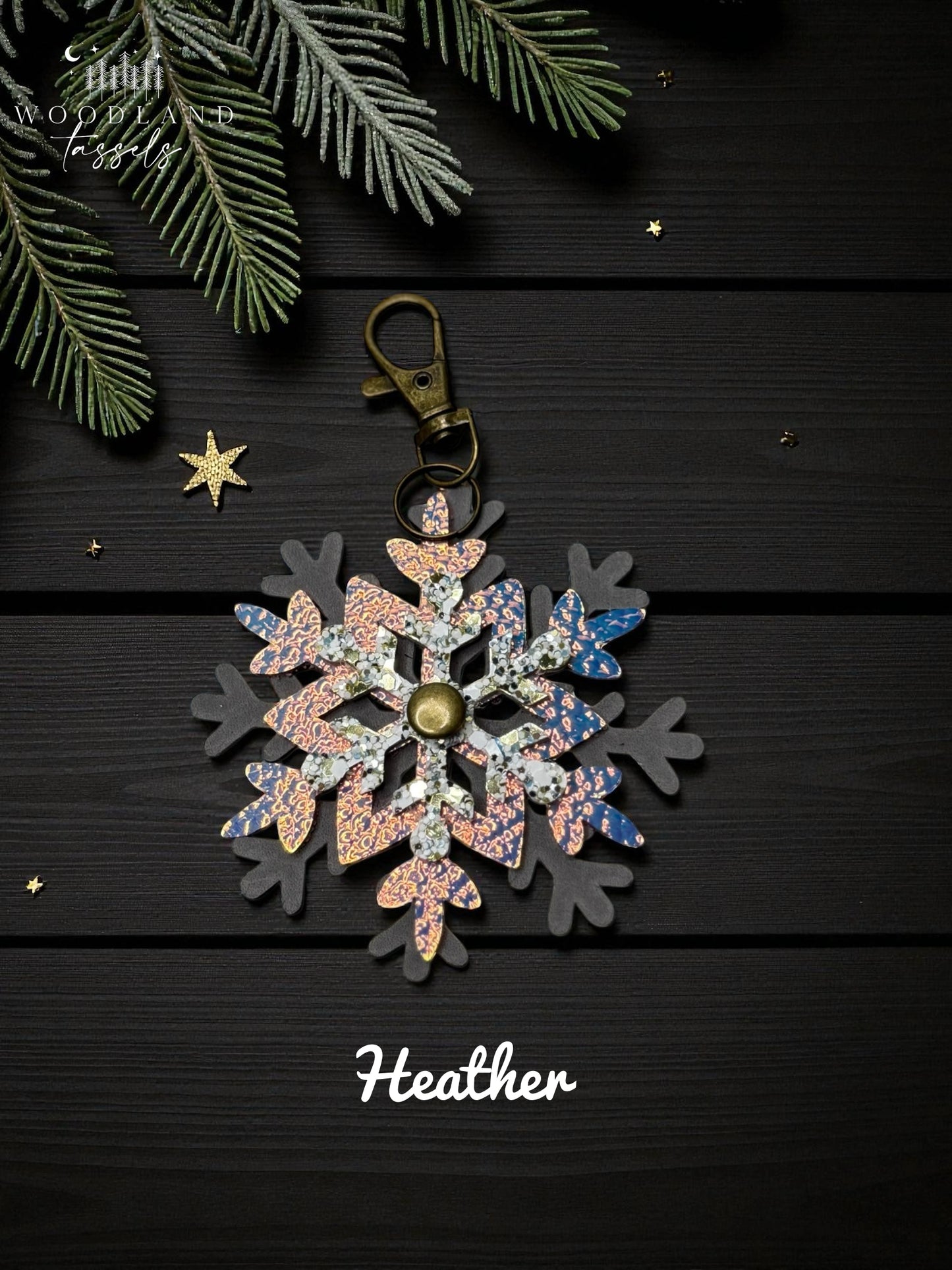 Snowflake Leather Purse Charm