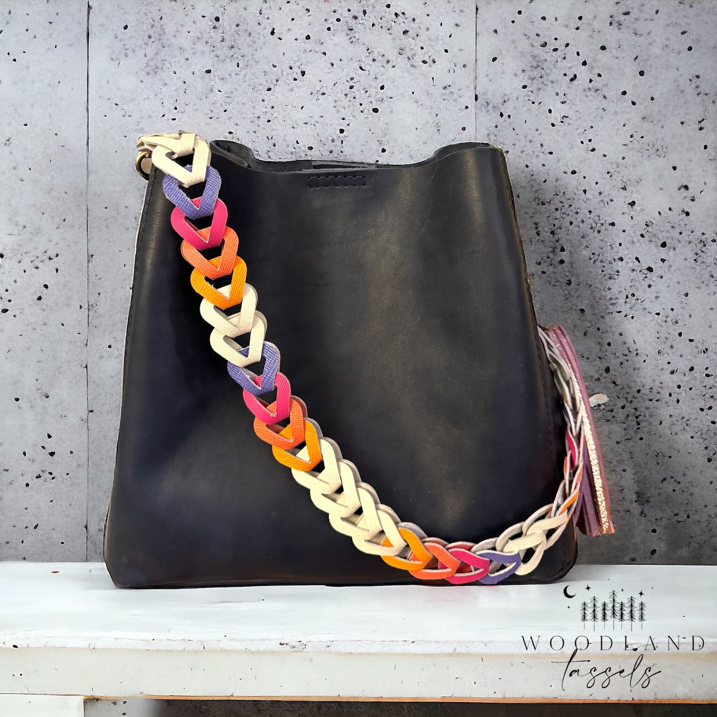 Powder Puff Leather Chain Shoulder Strap