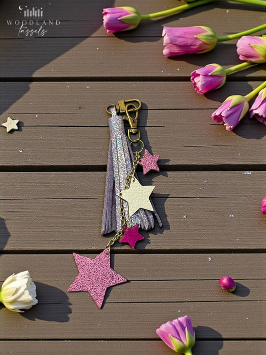 Falling Stars Leather Bag Charm