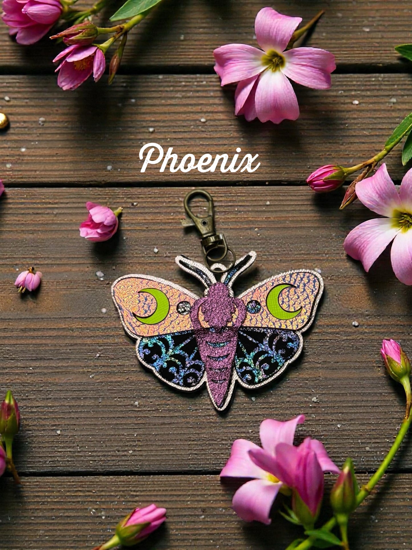 Luna Moth Leather Bag Charm