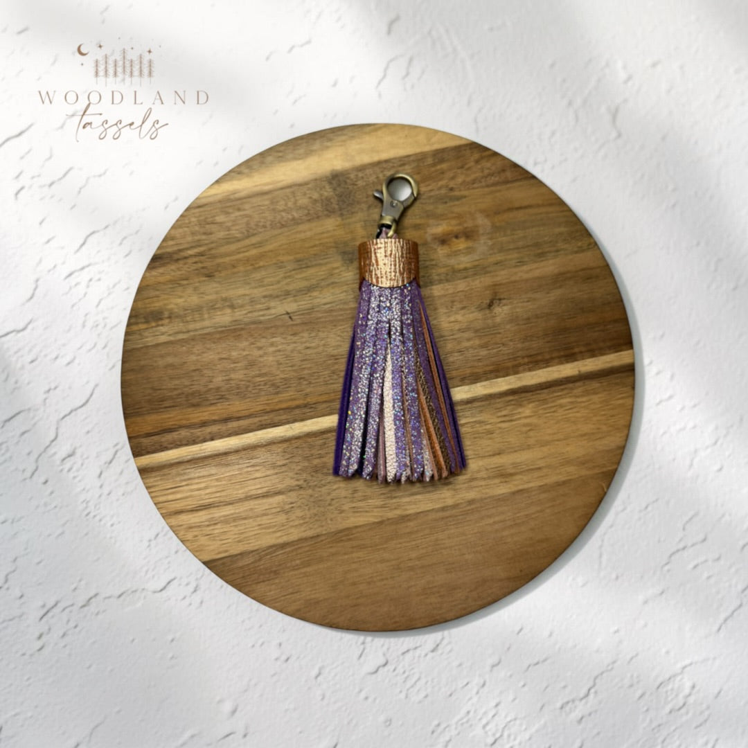 Lavender Mist Leather Tassel | Bag Charm