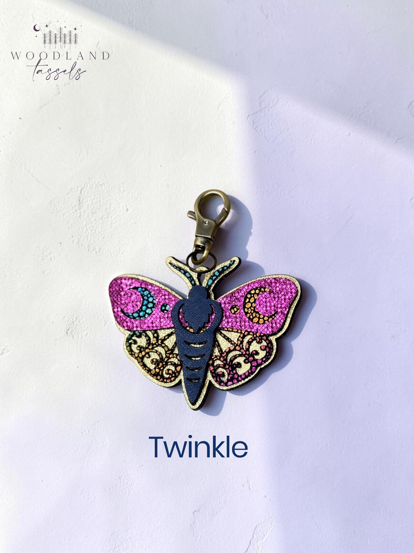 Luna Moth Leather Bag Charm