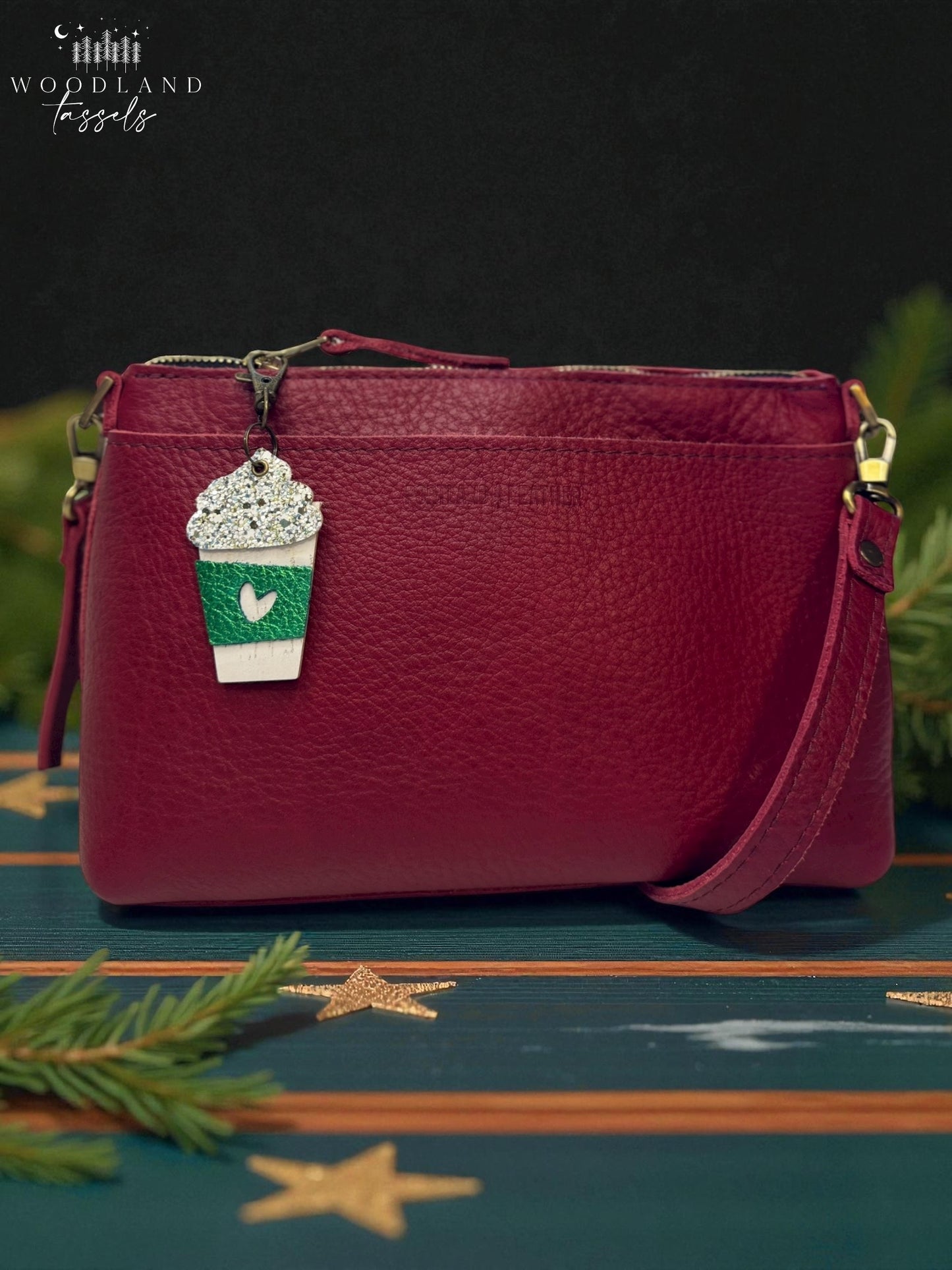 Latte Leather Purse Charm