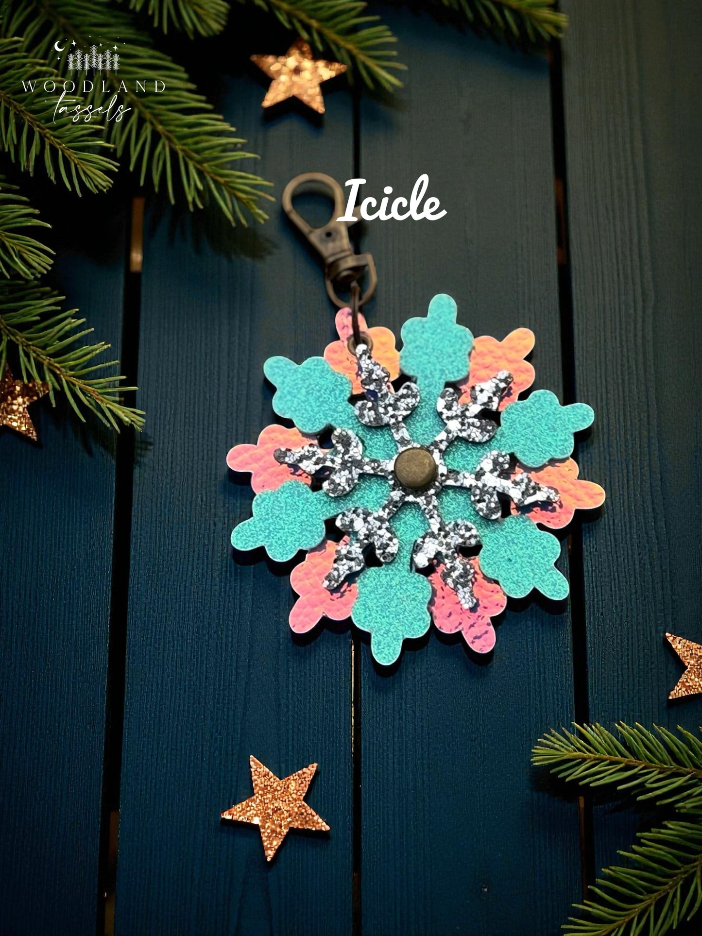 Snowflake Leather Purse Charm