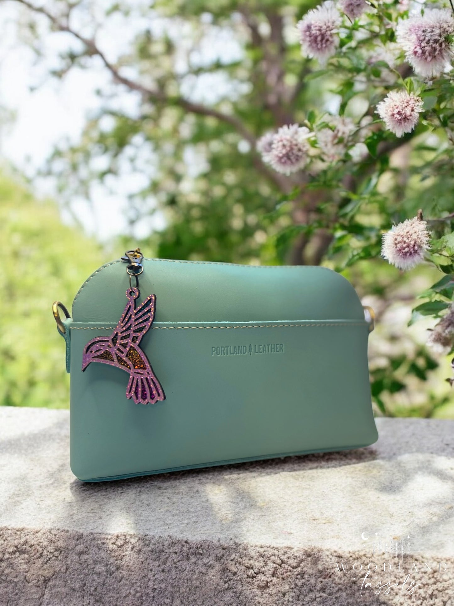 Hummingbird Leather Purse Charm
