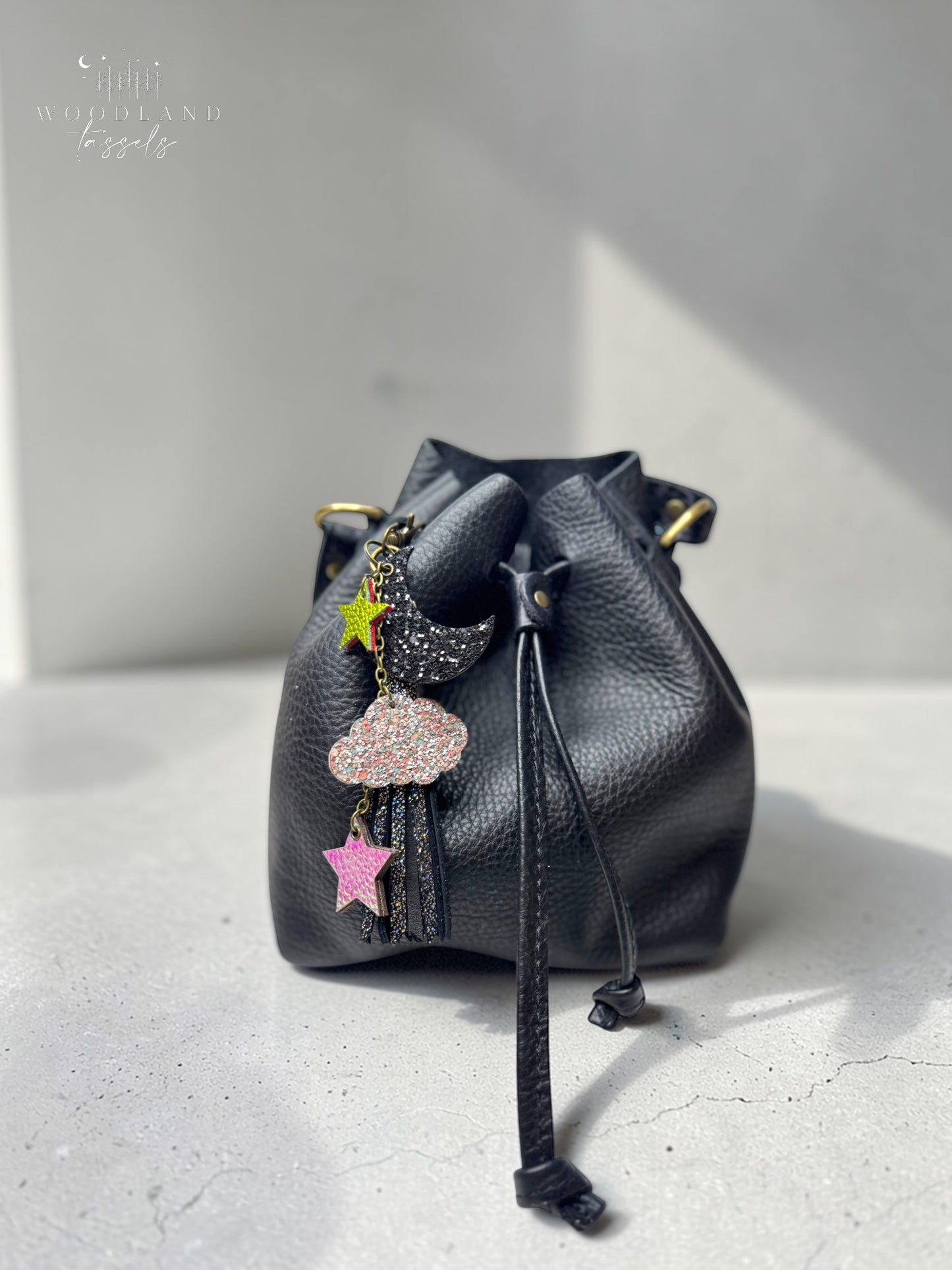 Falling Stars Leather Bag Charm- Firefly