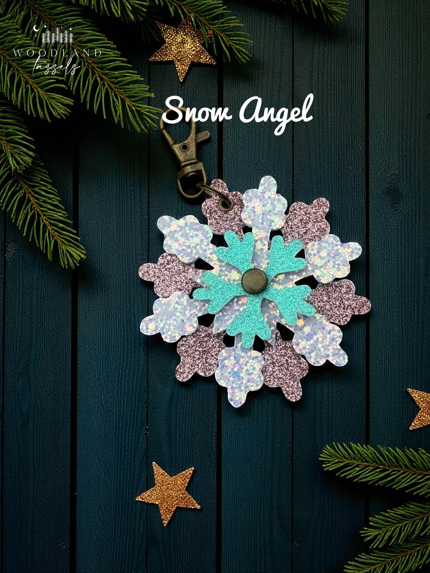 Snowflake Leather Purse Charm