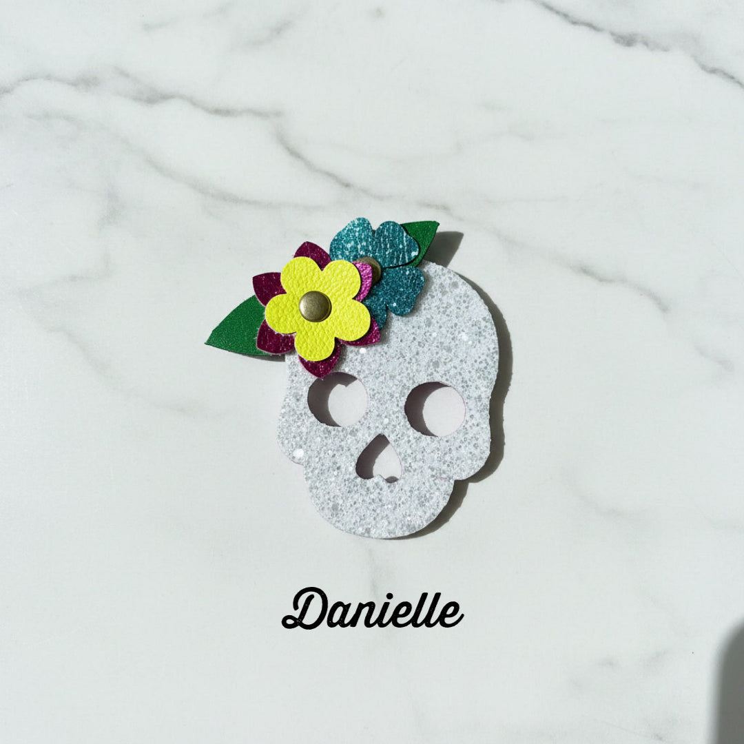 Leather Sugar Skull Bag Charm - Customize and Personalize!
